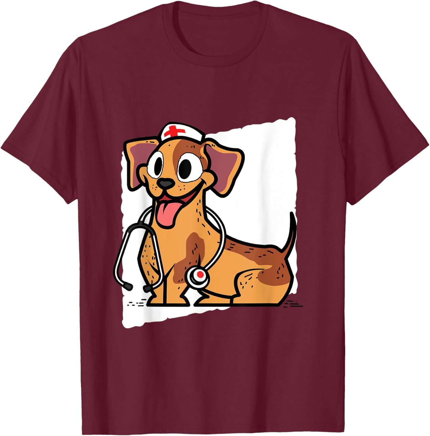 Funny Puppy Nursing Gift Proud Dog Nurse Men Women Kids T-Shirt - T-Shirt | Maroon