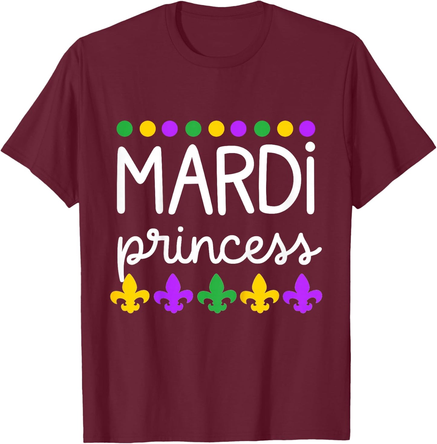 Toddler Mardi Gras for Girls Mardi Princess T-Shirt - T-Shirt | Maroon