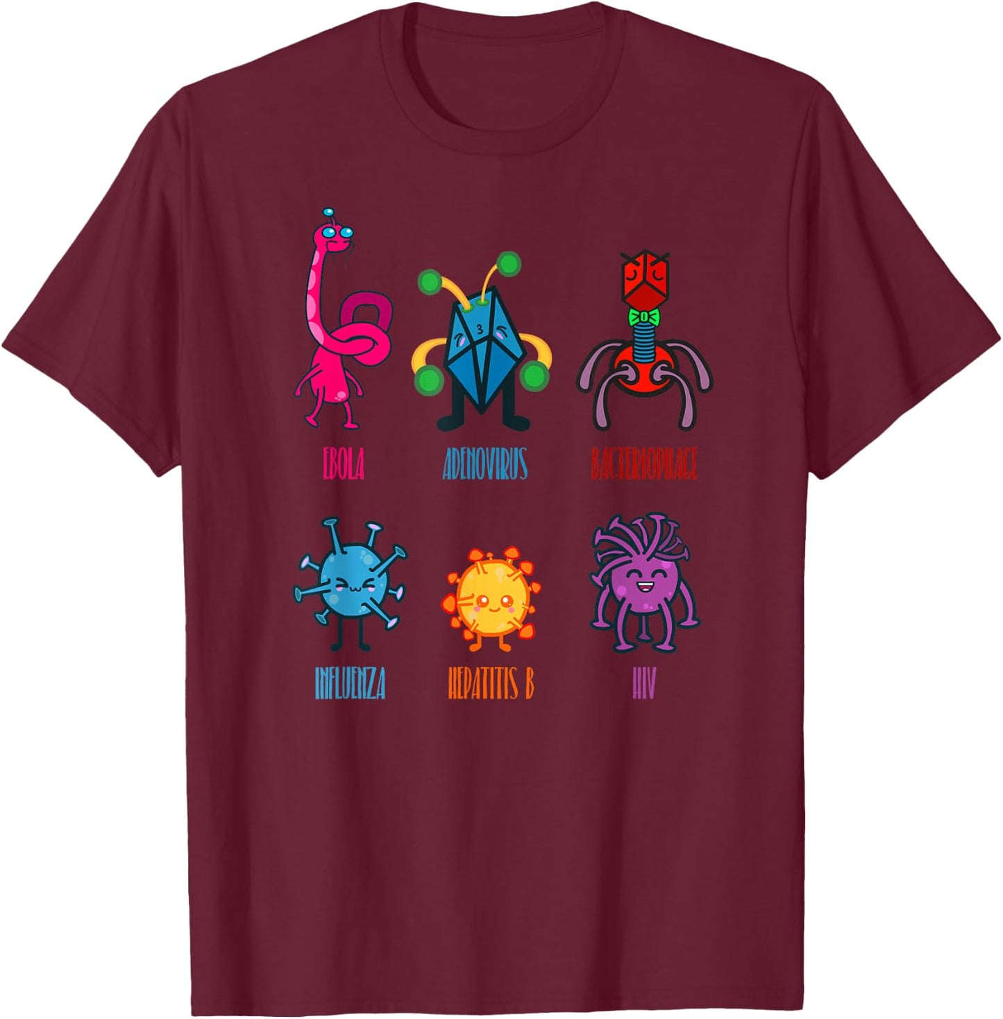 Cute Virus for Virologists T-Shirt - T-Shirt | Maroon