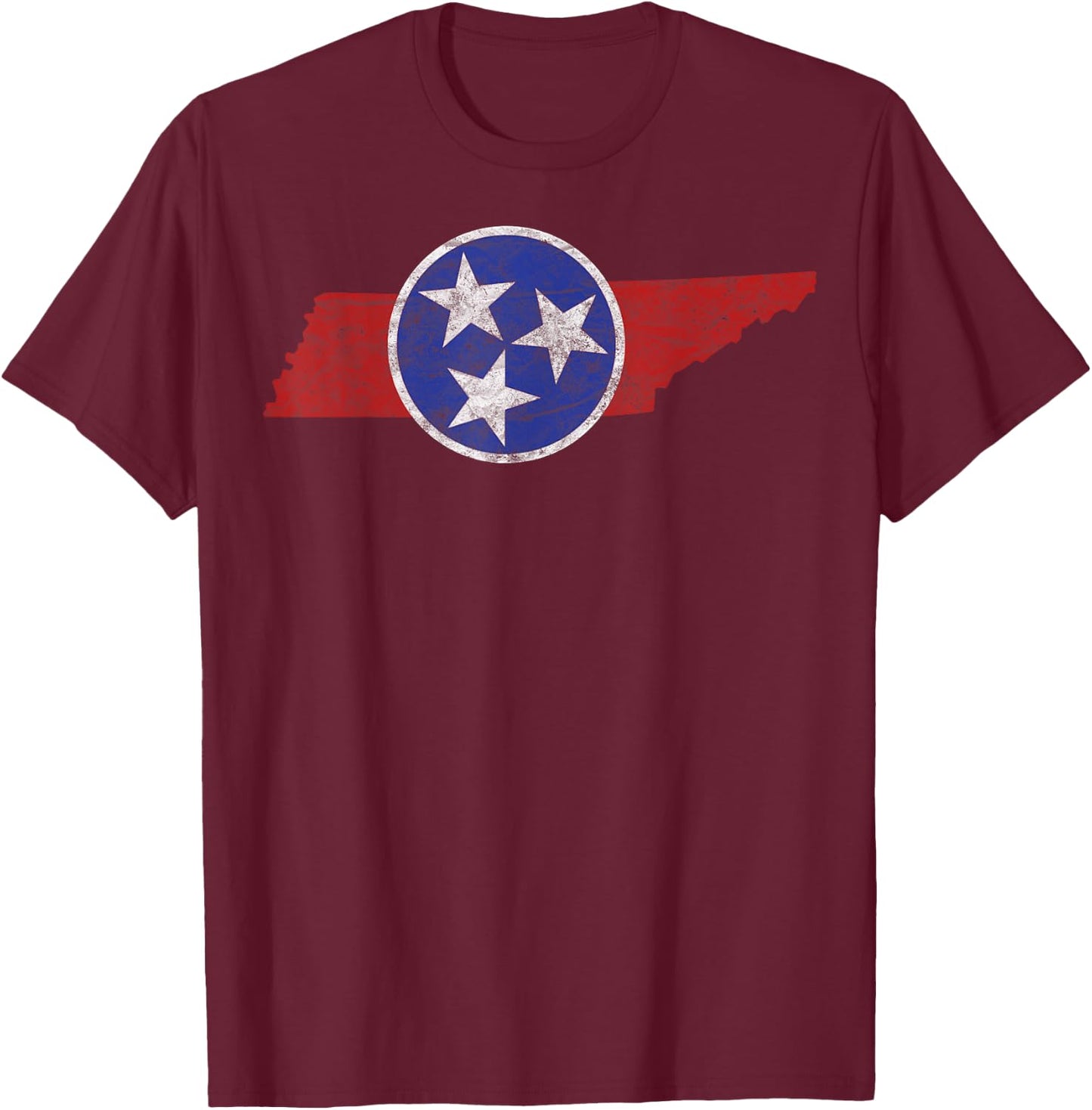 TN Tennessee The Volunteer Mountain 3 Stars State T-Shirt - T-Shirt | Maroon