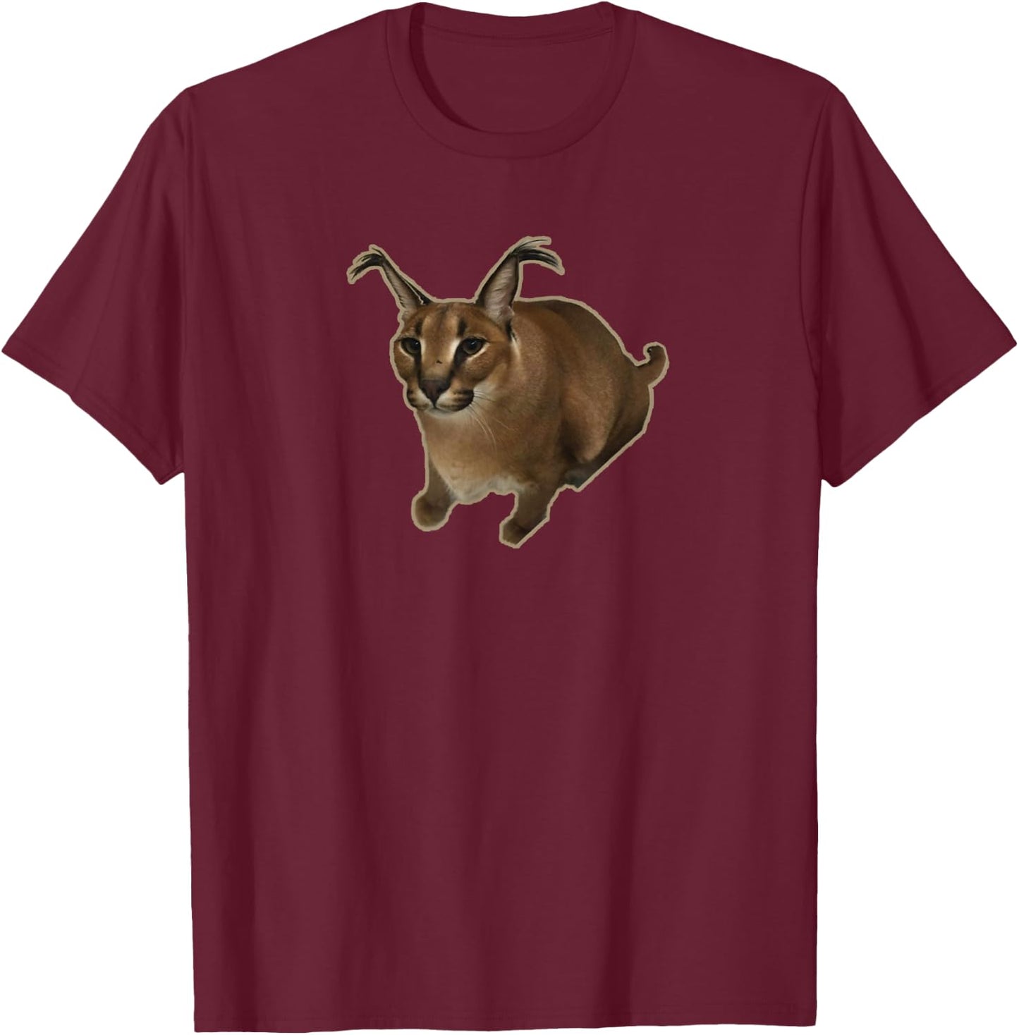 Big Floppa Meme Cat T-Shirt - T-Shirt | Maroon