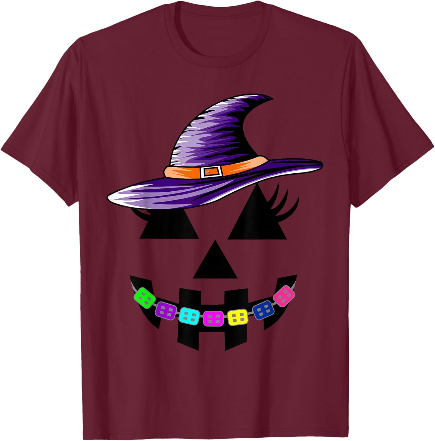 Halloween Pumpkin with Braces Orthodontist Costume Kids T-Shirt - T-Shirt | Maroon