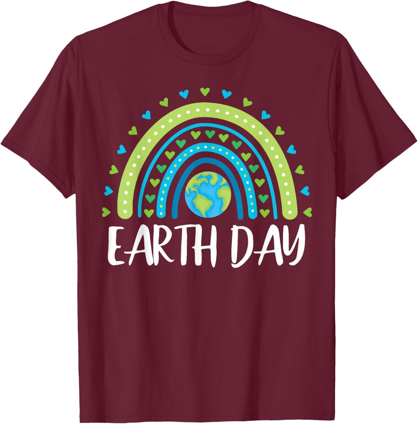 Happy Earth Day 2026 Girls Kids Rainbow T-Shirt - T-Shirt | Maroon