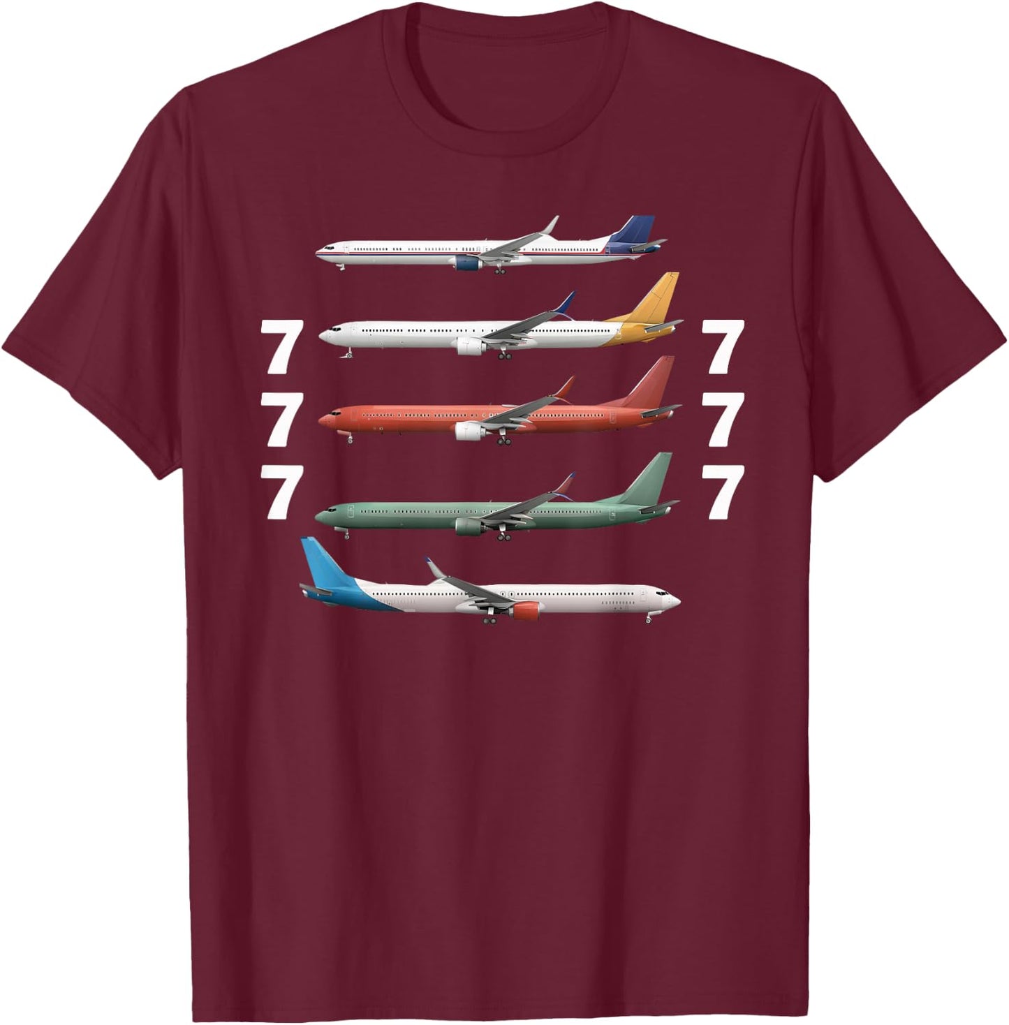777 Jet Airplane Aviation! Multiple Jet Aircrafts T-Shirt - T-Shirt | Maroon