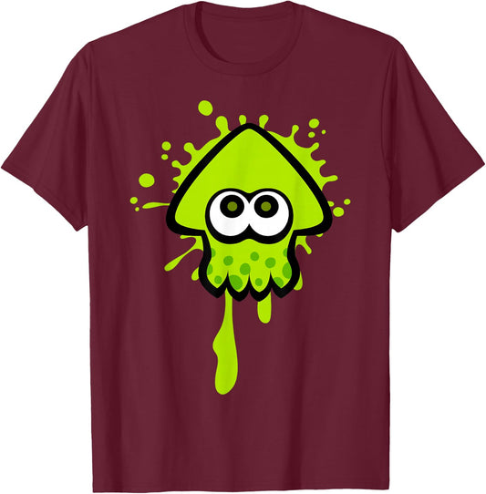 Nintendo Splatoon Green Inkling Squid Splat Graphic T-Shirt - T-Shirt | Maroon