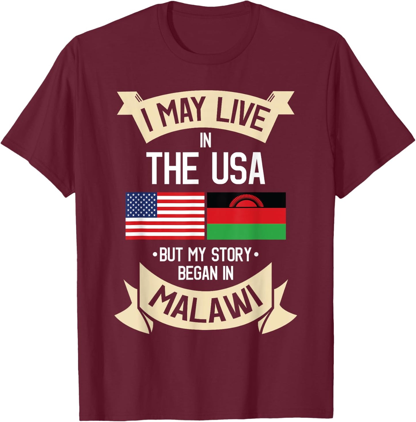 Malawian Malawi Flag Gift People from Malawi T-Shirt - T-Shirt | Maroon