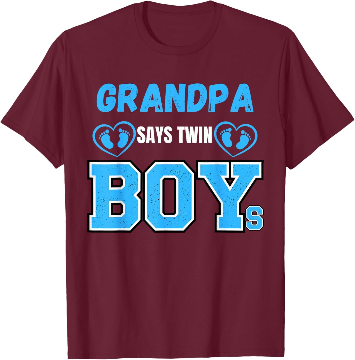 Gender reveal Grandpa says Twin Boys baby Matching Family T-Shirt - T-Shirt | Maroon