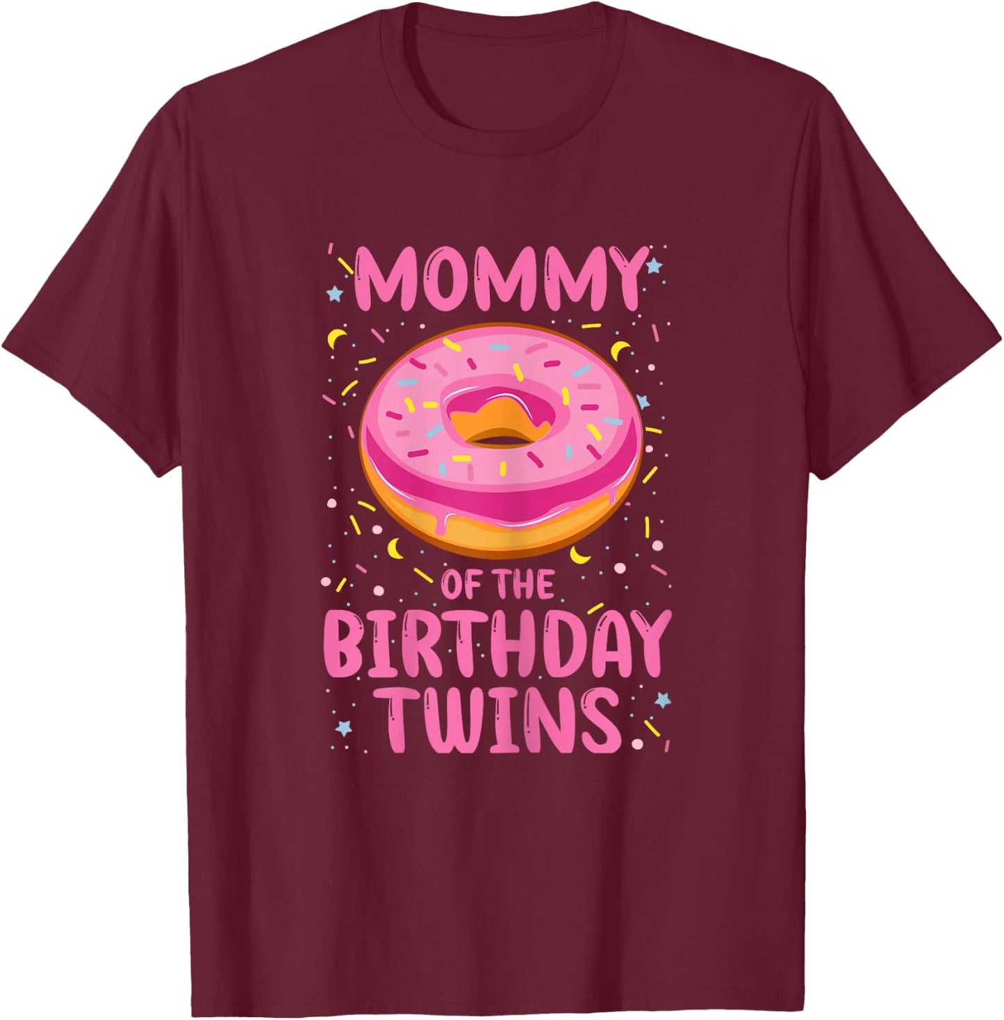 Mum of the Birthday Twins T-Shirt - T-Shirt | Maroon