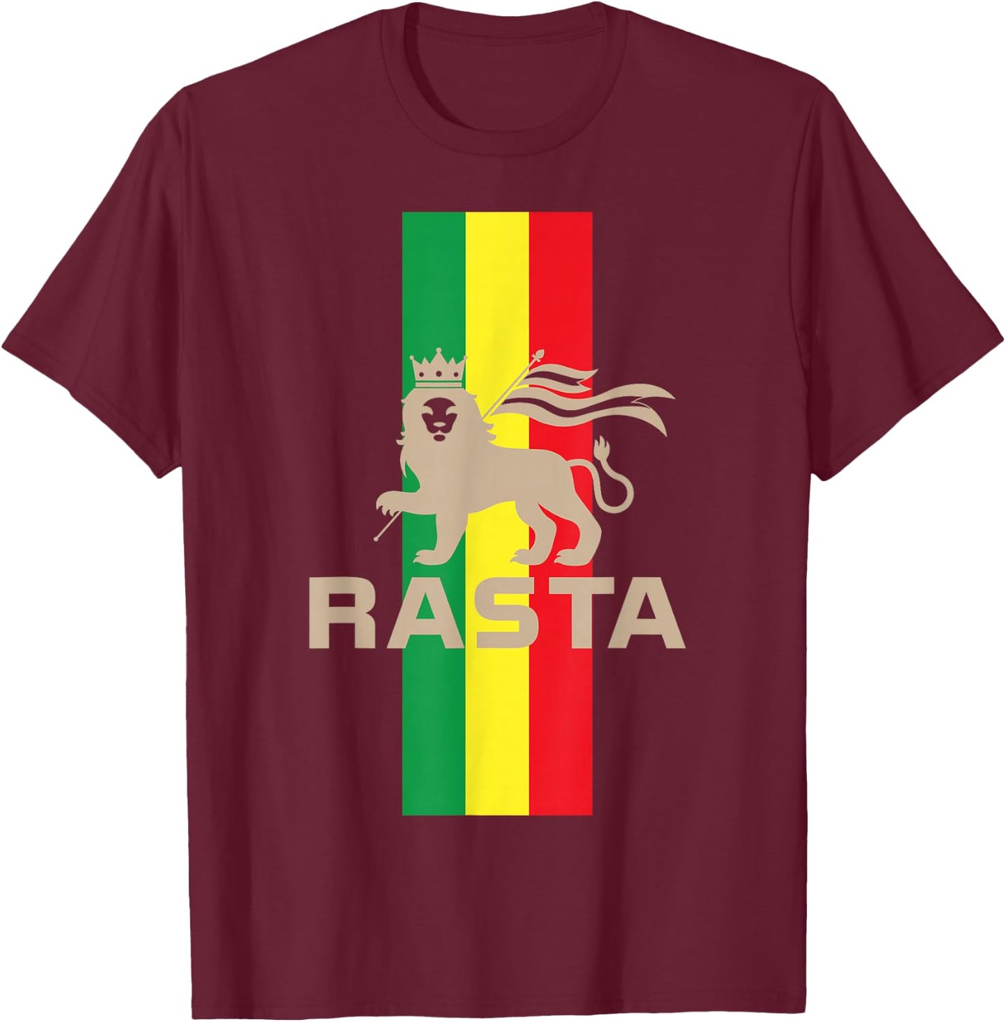 Lion of Judah Judah Rasta Rastafari Reggae T-Shirt - T-Shirt | Maroon