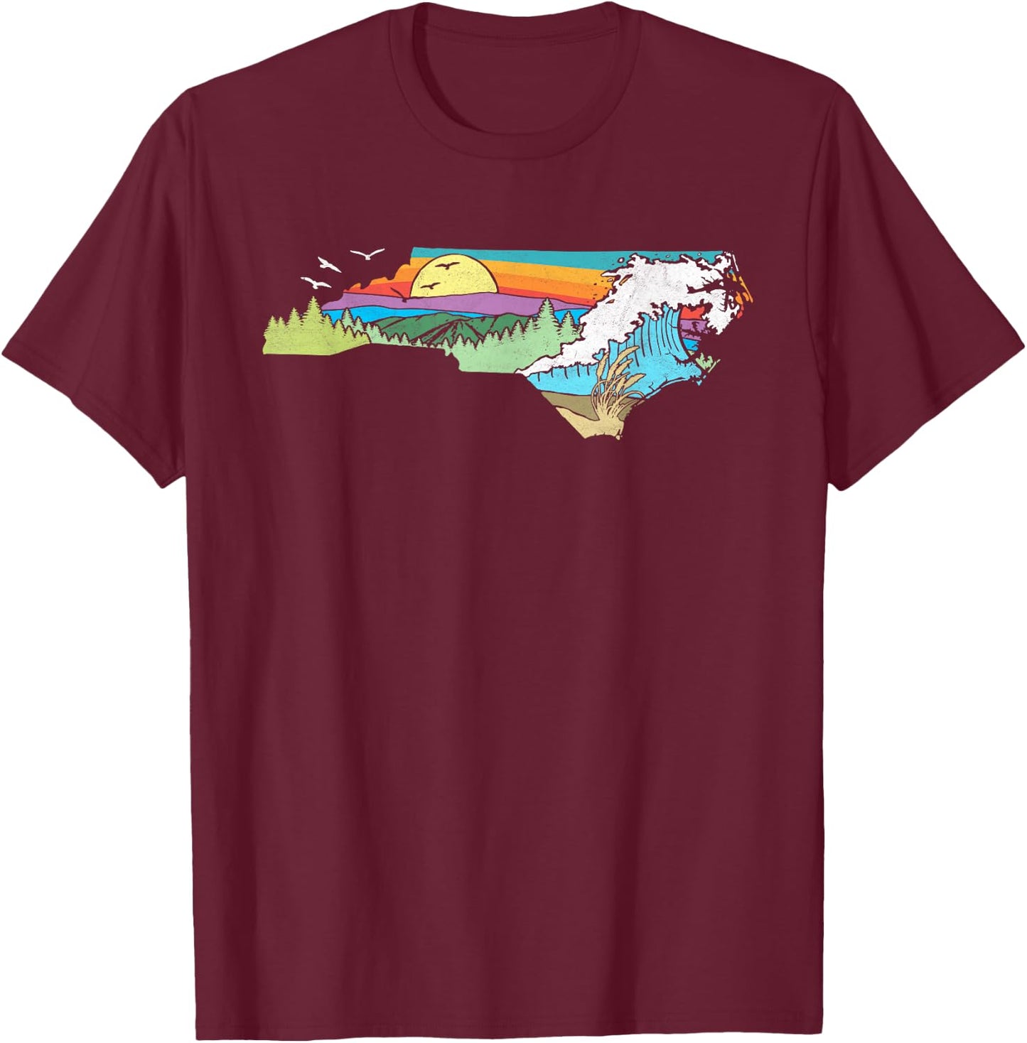 North Carolina Outdoors Retro Nature Lover Graphic Small T-Shirt - T-Shirt | Maroon