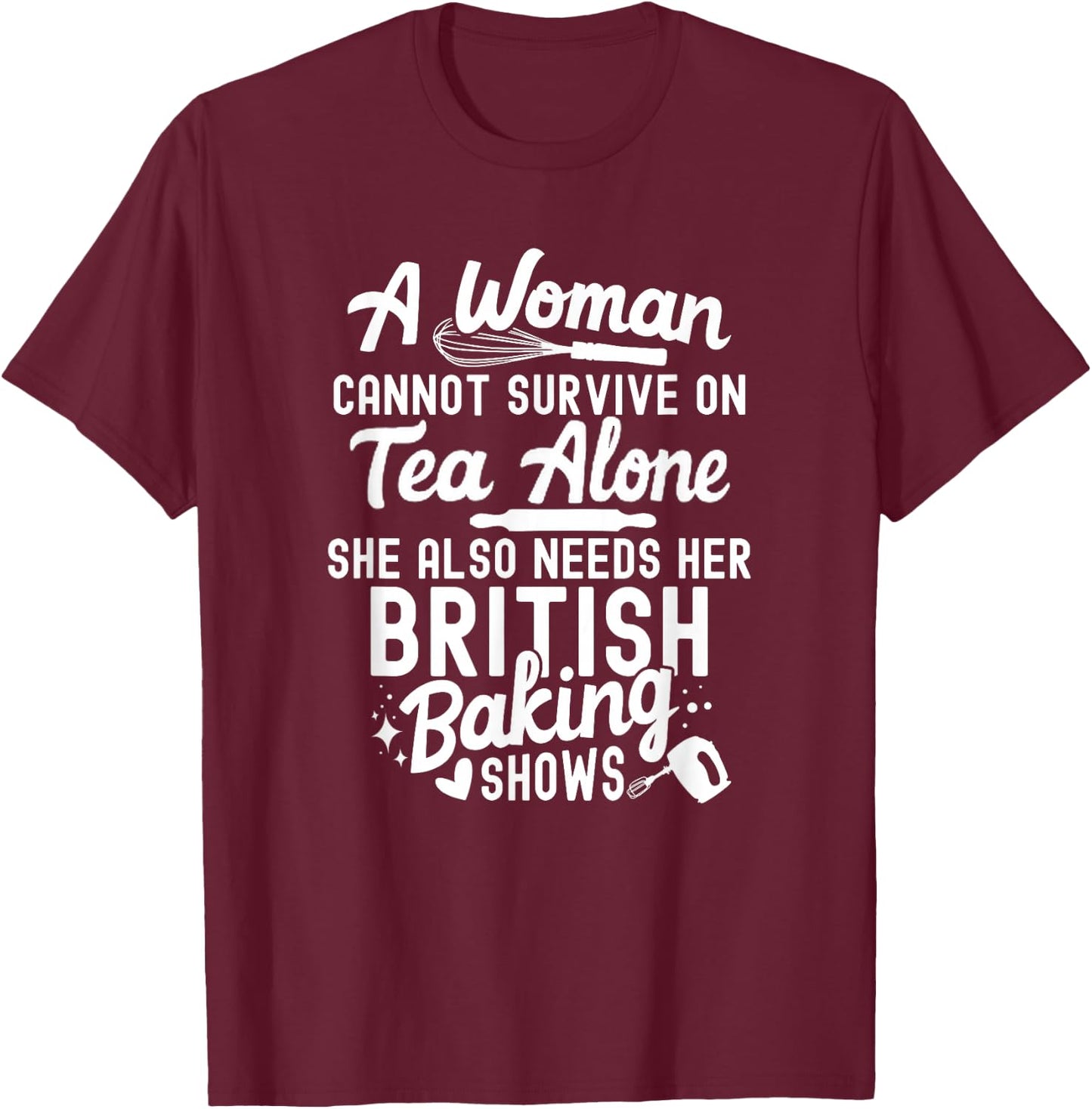 Tea and British Baking Cozy TV T-Shirt - T-Shirt | Maroon