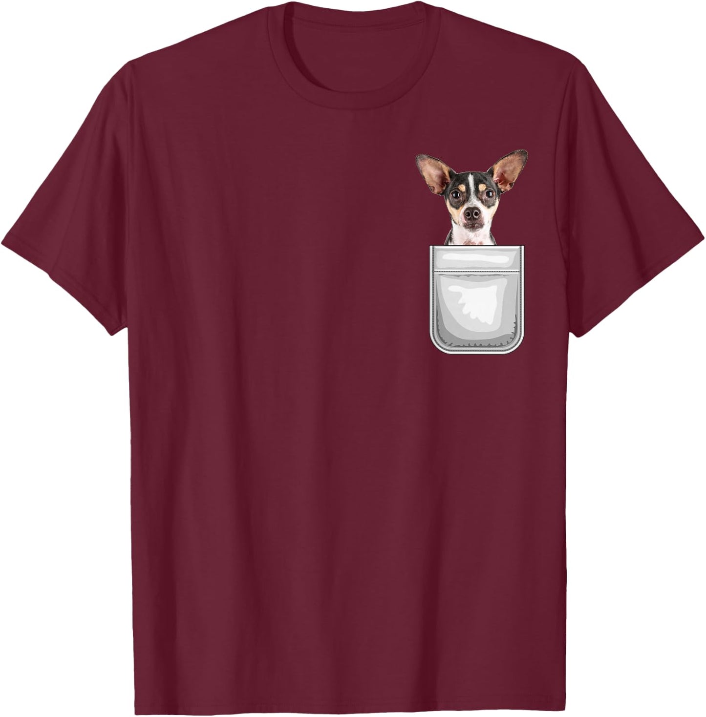Rat Terrier Puppy Dog in Your Pocket T-Shirt - T-Shirt | Maroon