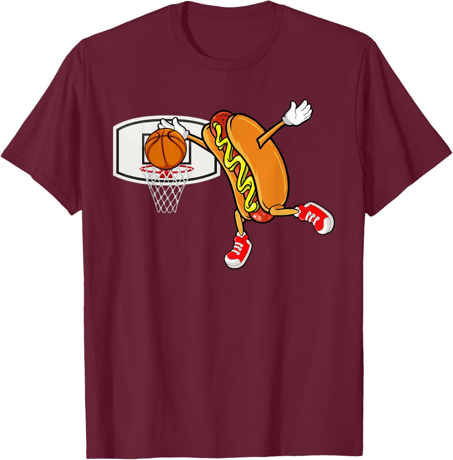 Funny Hot Dog Slam Dunk Basketball Men Women Kids T-Shirt - T-Shirt | Maroon