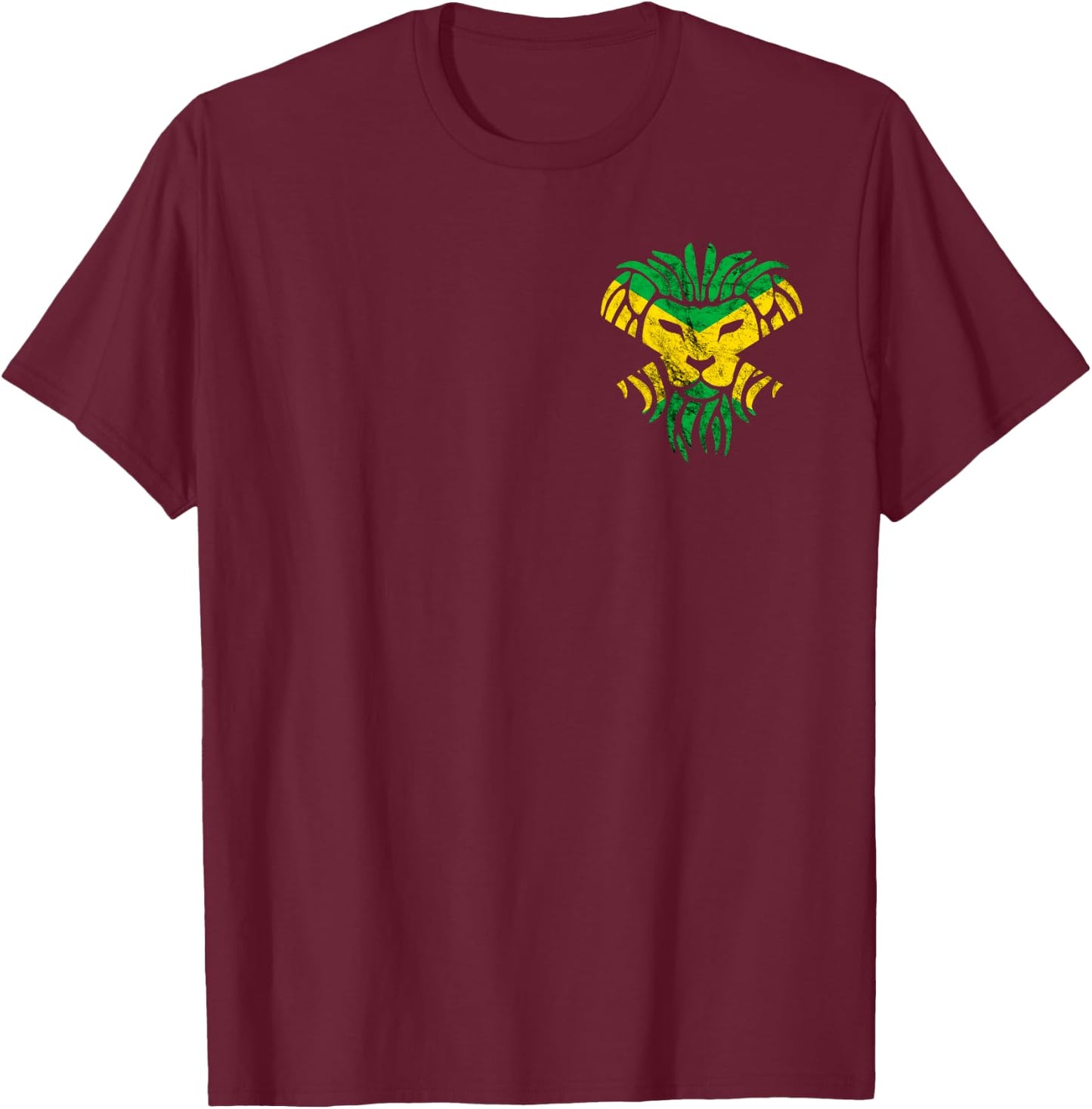 Jamaica Jamaican Roots Flag Tropical Lion Head Proud T-Shirt - T-Shirt | Maroon
