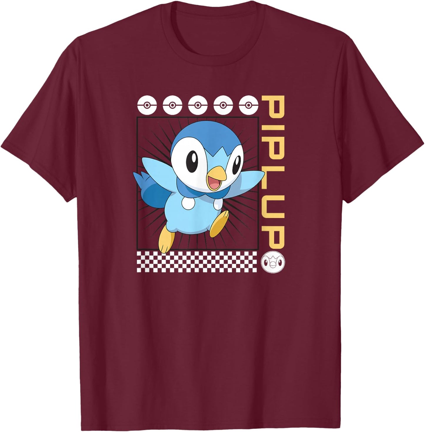 Pokémon - Piplup Water Type Generation IV Sinnoh Starter T-Shirt - T-Shirt | Maroon