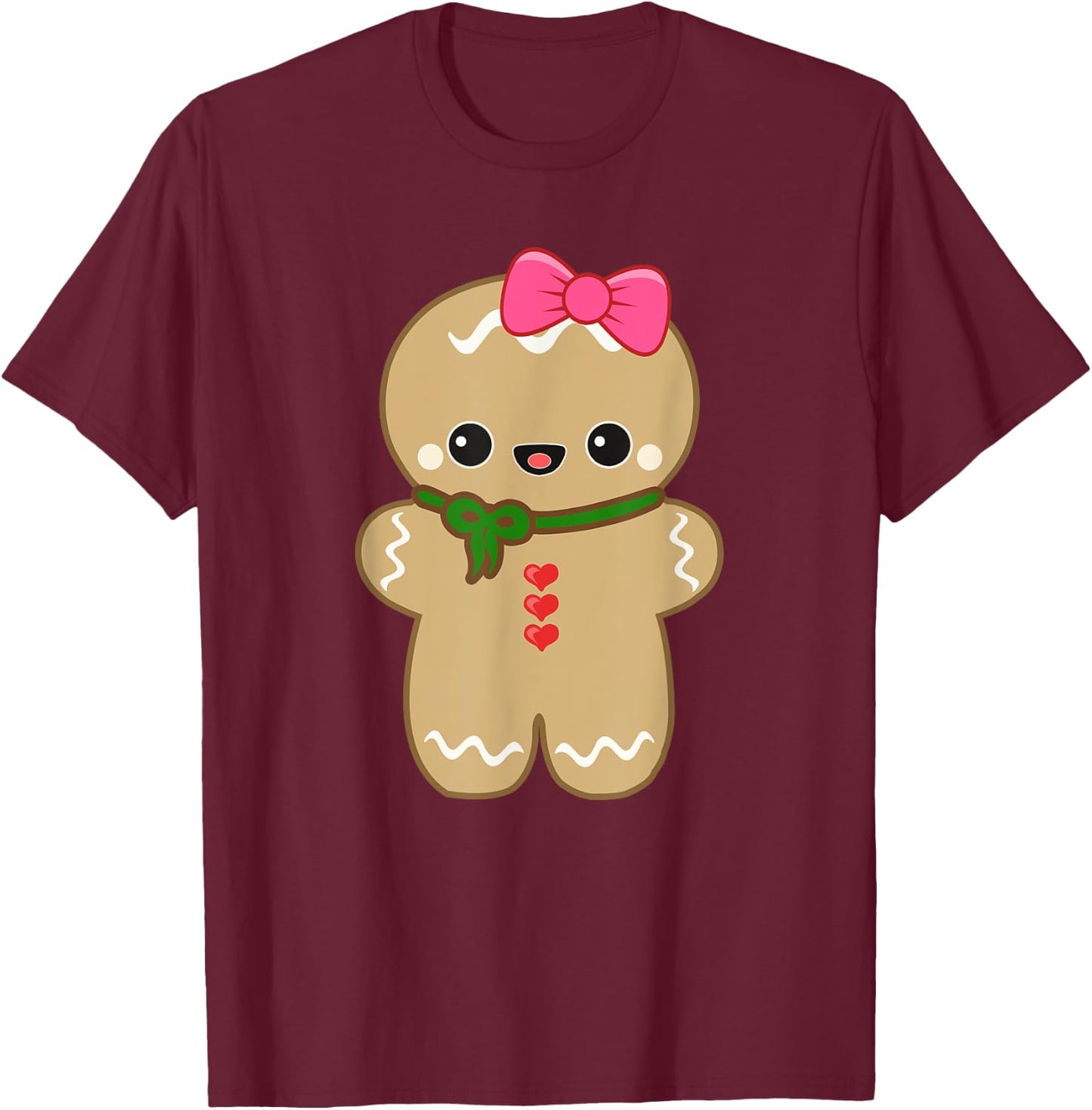Funny Christmas Cookie Gingerbread Cute Girl Women kids Gift T-Shirt - T-Shirt | Maroon