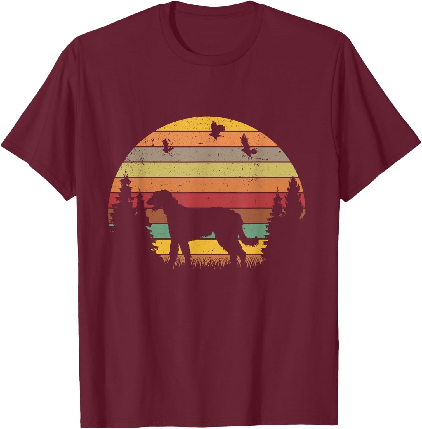 Irish Wolfhound Retro Vintage T-Shirt - T-Shirt | Maroon