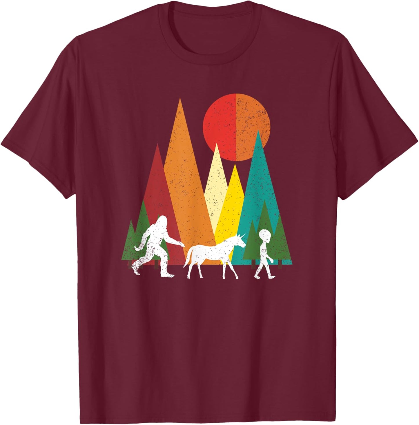 Bigfoot alien unicorn alien fantasy Gift T-Shirt - T-Shirt | Maroon