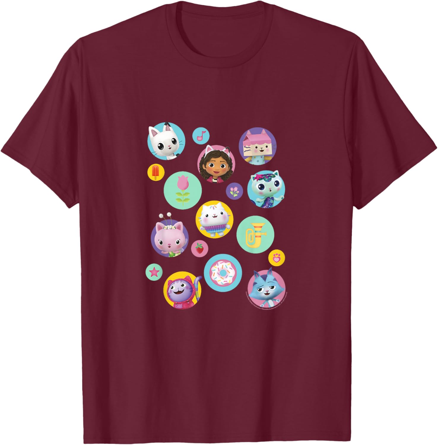 Kids Gabby's Dollhouse Icons T-Shirt - T-Shirt | Maroon
