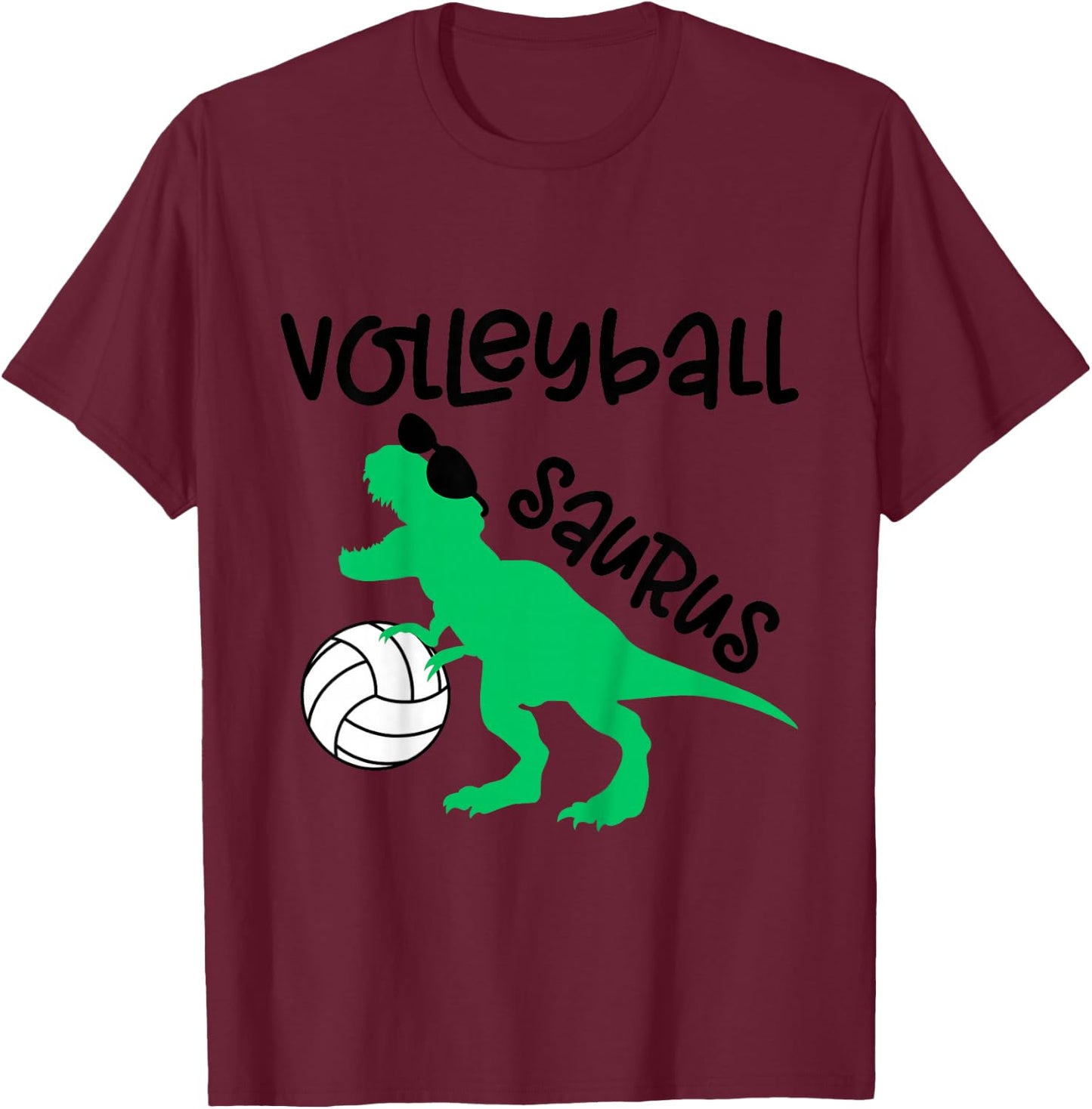 Dinosaur Volleyball Saurus Toddler Boy Biggest Fan Baby Girl T-Shirt - T-Shirt | Maroon