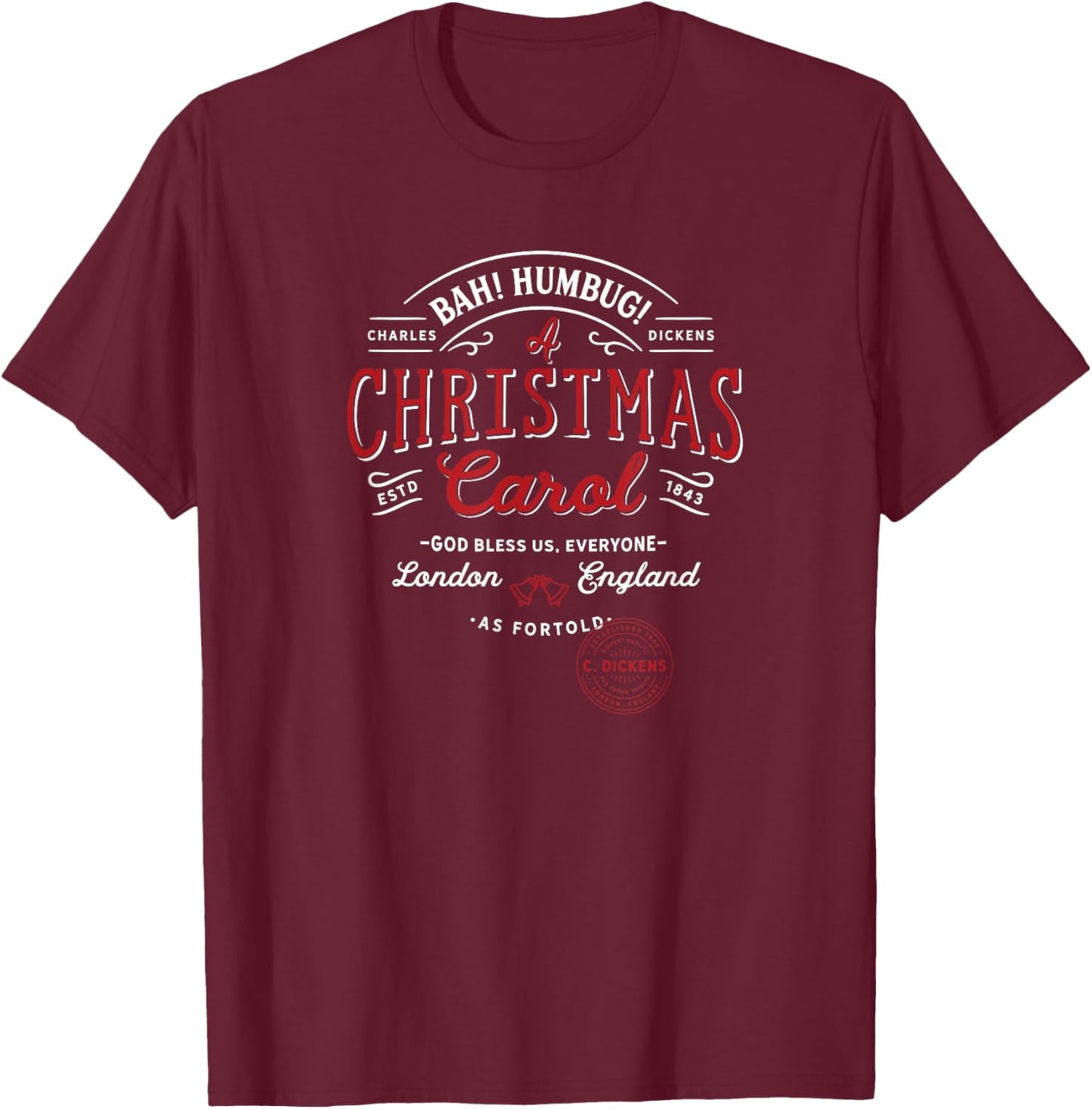 Christmas Carol, Bah! Humbug! Holiday Design, Tradition T-Shirt - T-Shirt | Maroon