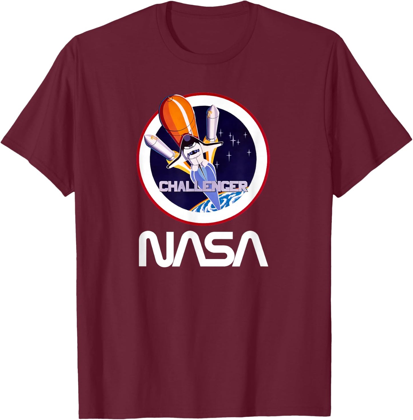 NASA Space Shuttle Challenger crew logo T-Shirt - T-Shirt | Maroon