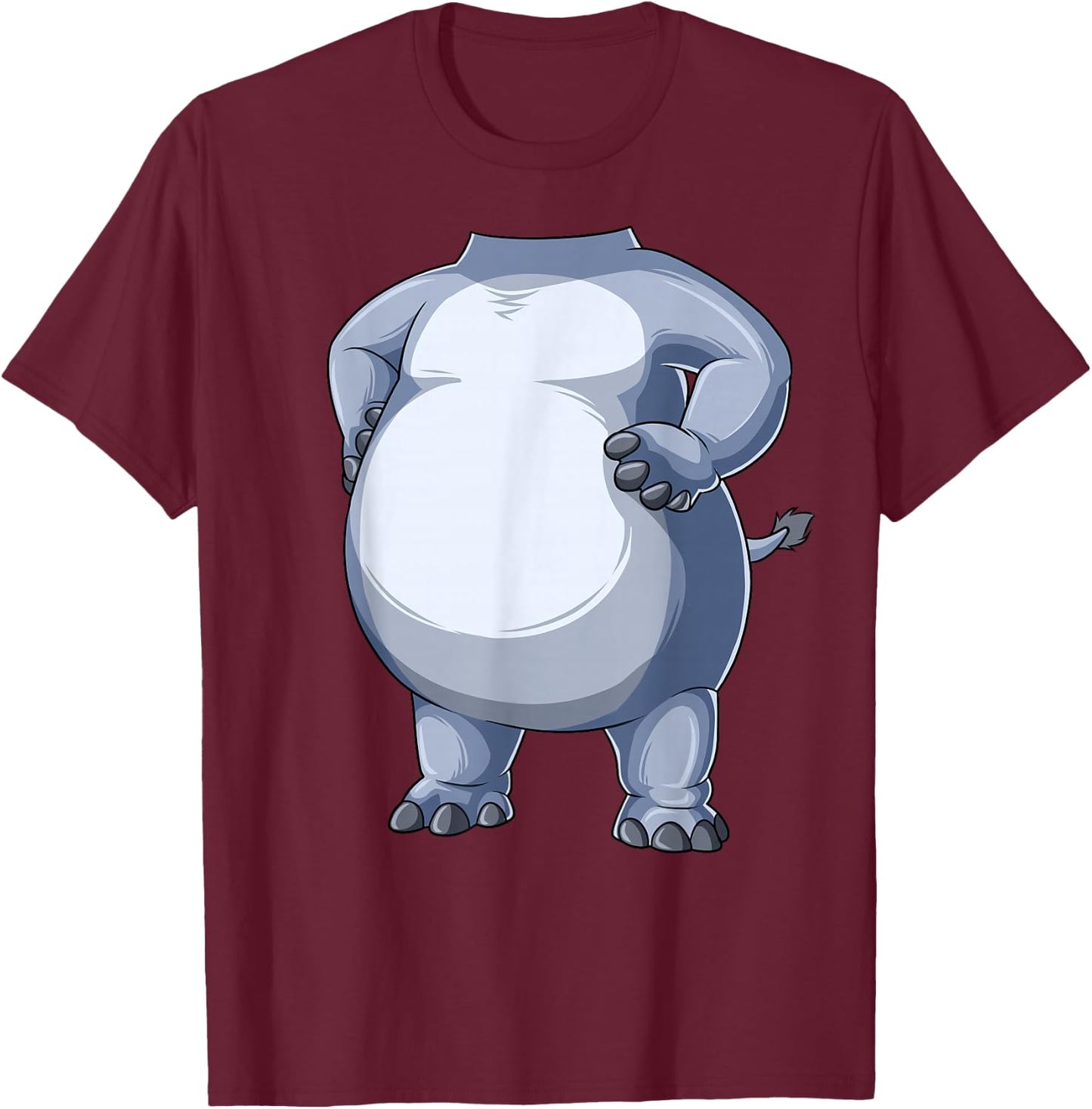 Easy Hippo Costume Hippo Body Headless Hippo Costume T-Shirt - T-Shirt | Maroon