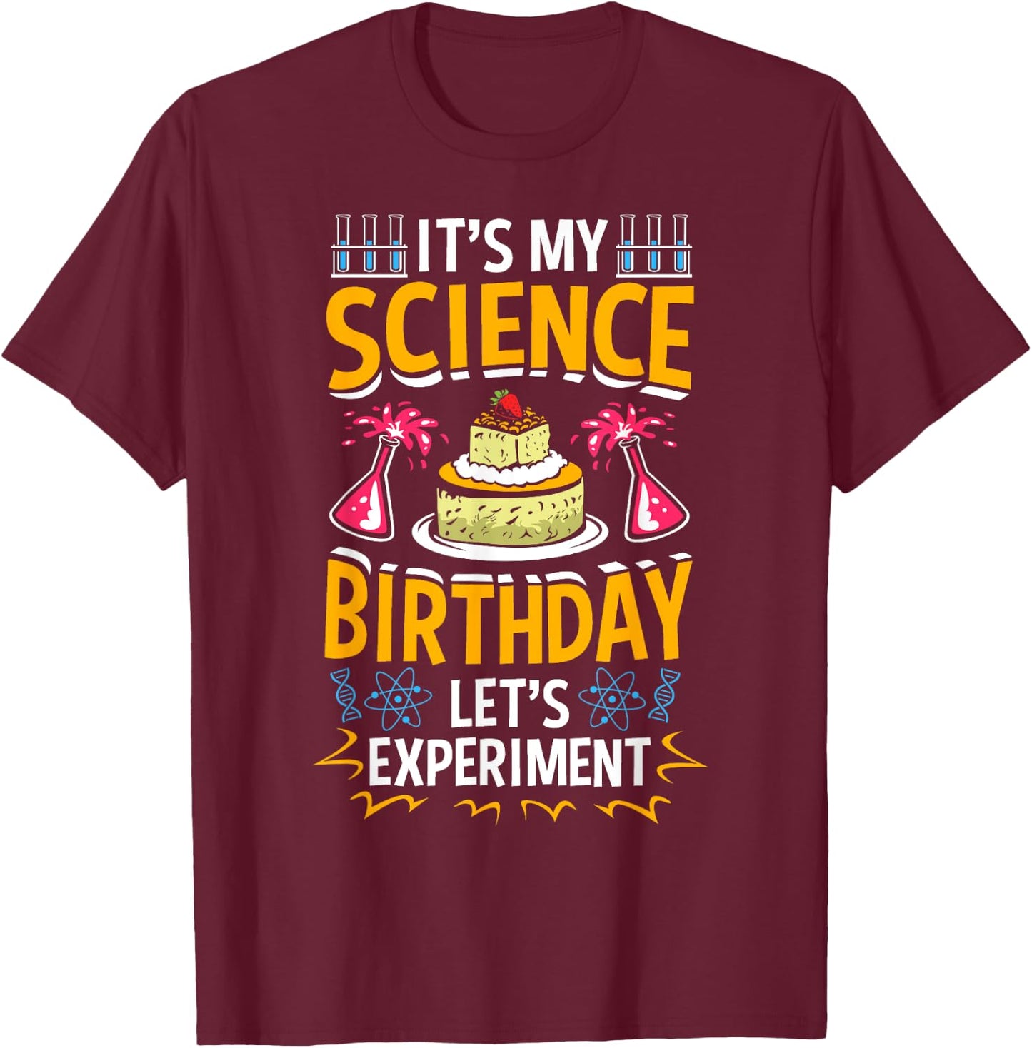 Birthday Boy Girls Science Stem Kids Birthday Party Theme T-Shirt - T-Shirt | Maroon