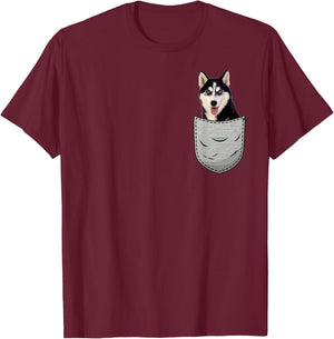 Siberian Husky Sibe Chukcha Pocket Bag for Dog Owners T-Shirt - T-Shirt | Maroon