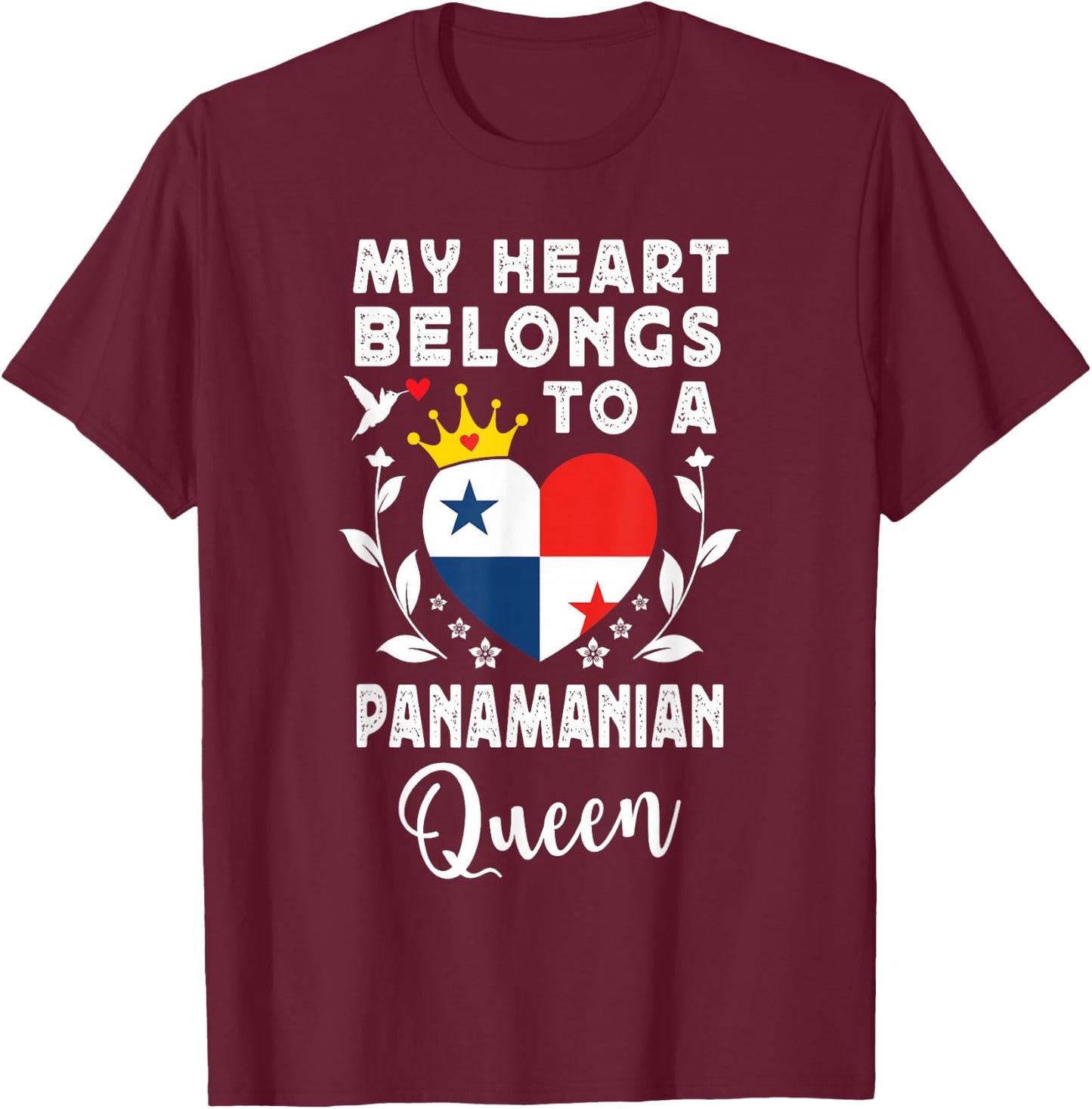 Panamanian Queen Panamanian Wife Girlfriend Panama Flag T-Shirt - T-Shirt | Maroon