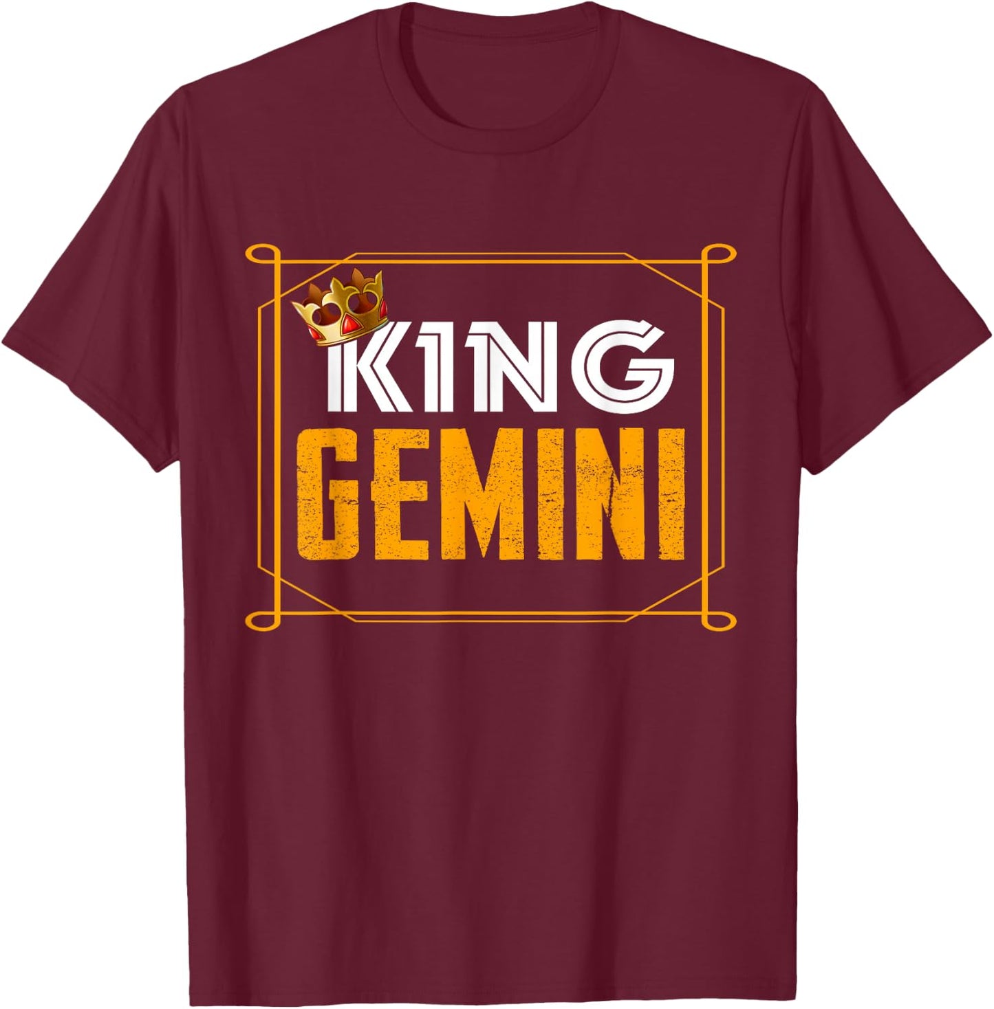 Funny King Gemini Zodiac Sign June May Birthday Boys Men T-Shirt - T-Shirt | Maroon