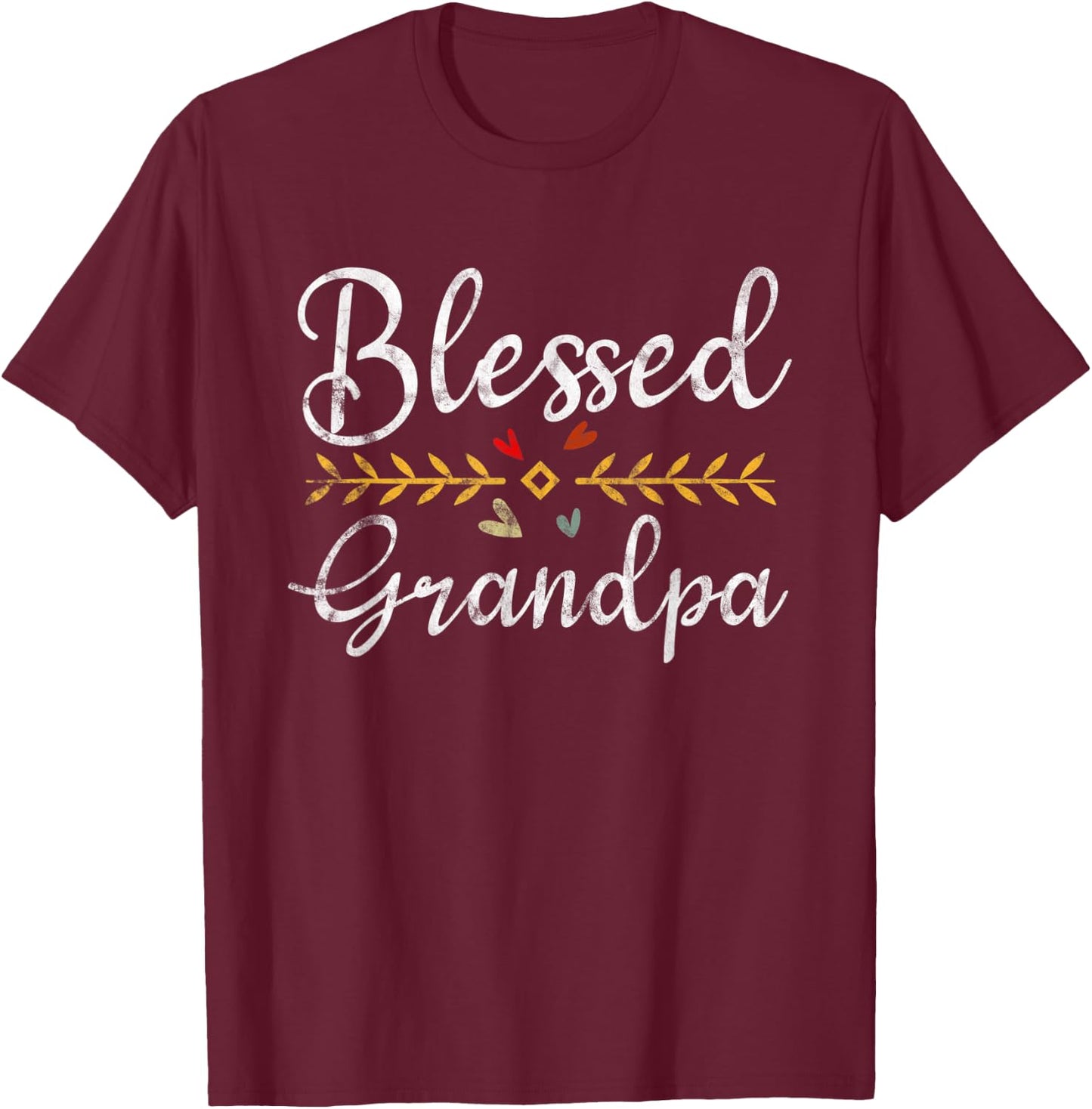 Blessed Grandpa Vintage Graphic Funny Grandpa Father's Day T-Shirt - T-Shirt | Maroon