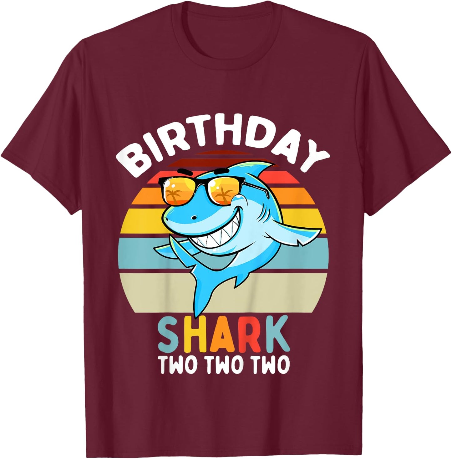 2nd Birthday Boy Shark 2 Year Old Boys Matching Family T-Shirt - T-Shirt | Maroon
