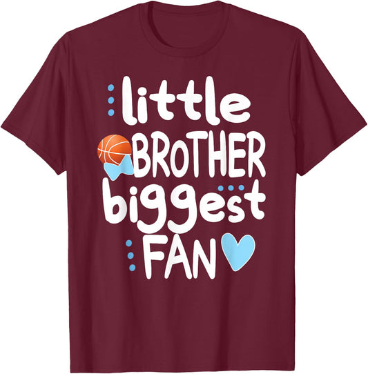 Little Brother Biggest Fan Basketball Brother T-Shirt - T-Shirt | Maroon