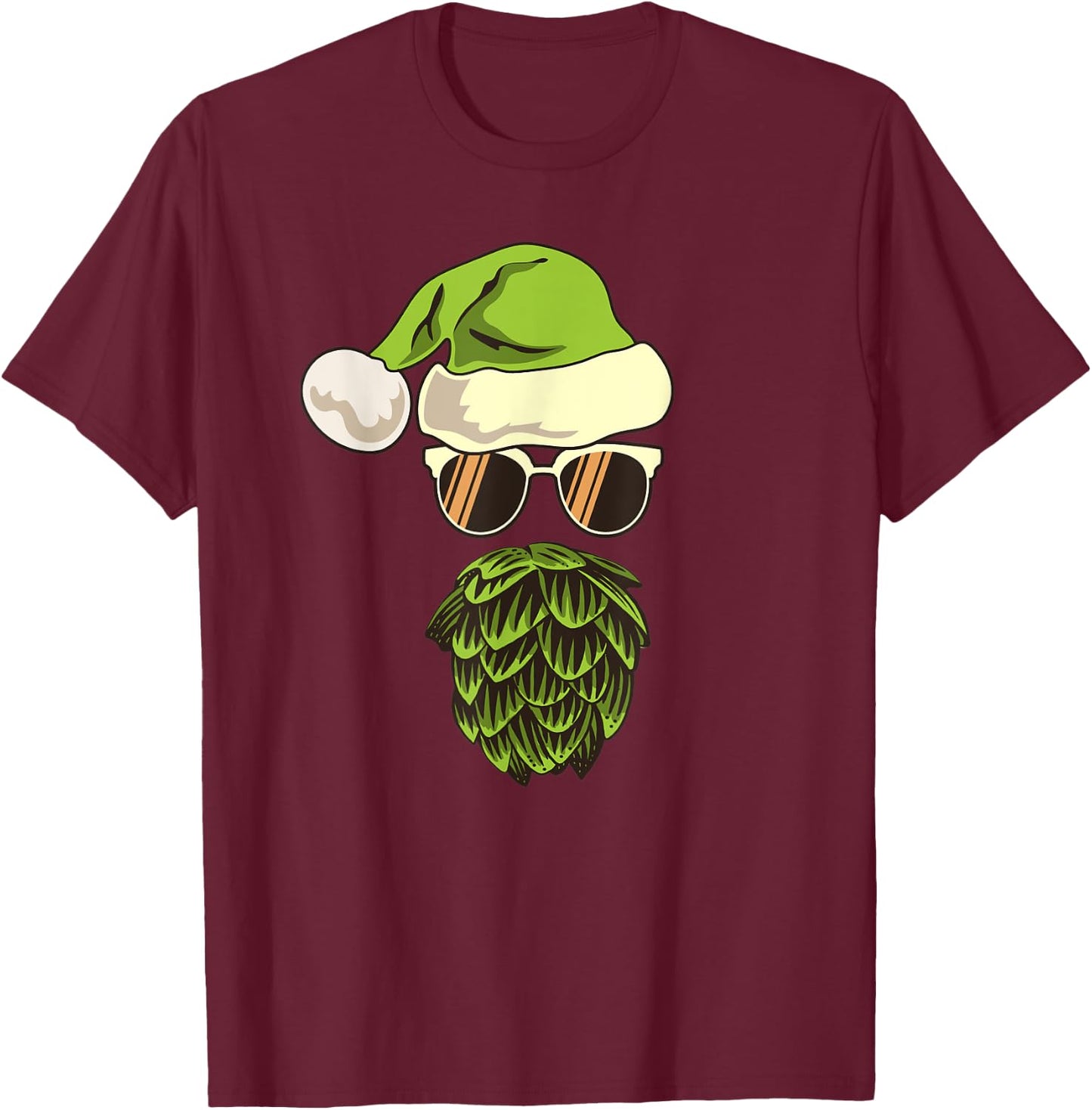 Santa Claus Hat Hop Beard Beer Lover Ugly Christmas T-Shirt - T-Shirt | Maroon