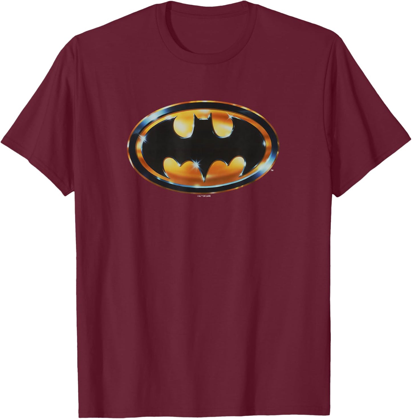 Batman (1989) Batman Shiny Logo T-Shirt - T-Shirt | Maroon