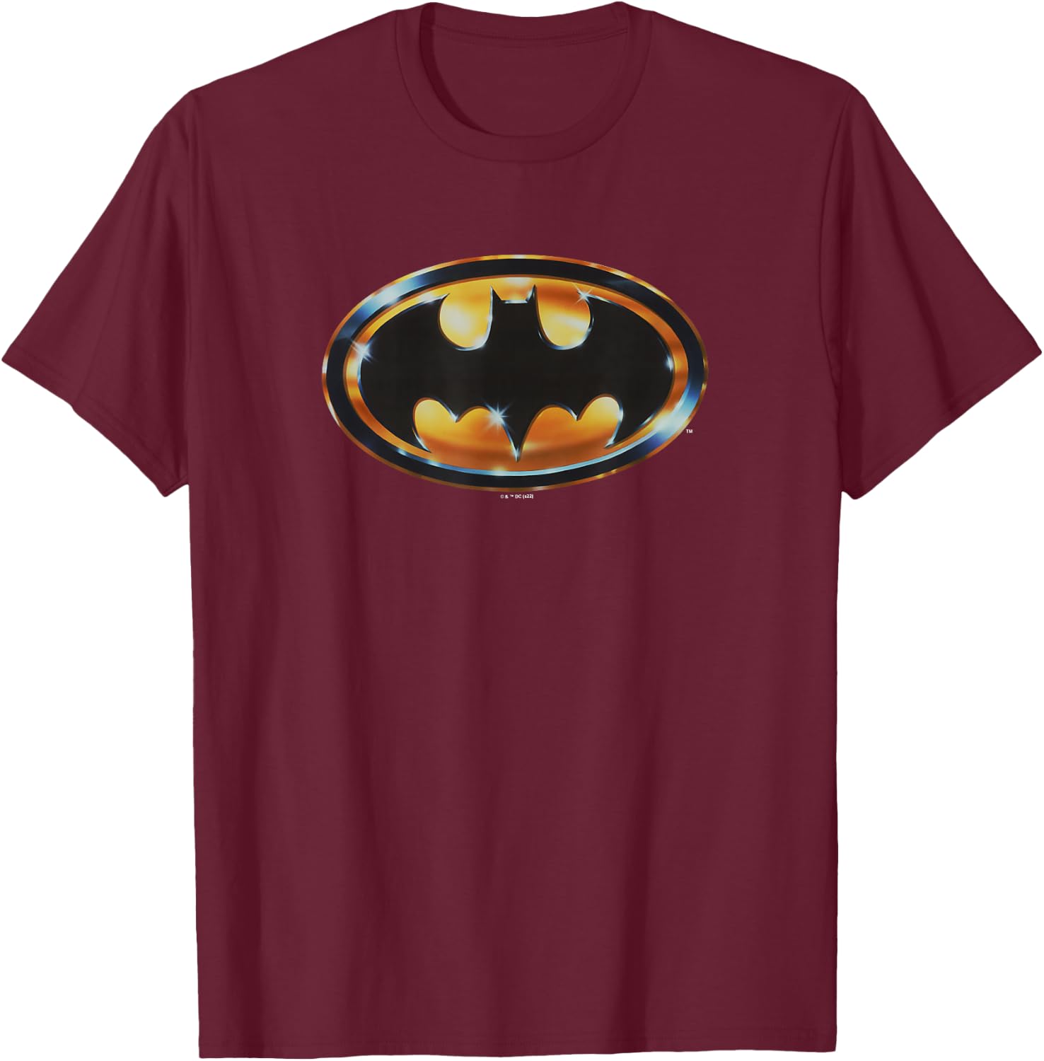 Batman (1989) Batman Shiny Logo T-Shirt - T-Shirt | Maroon