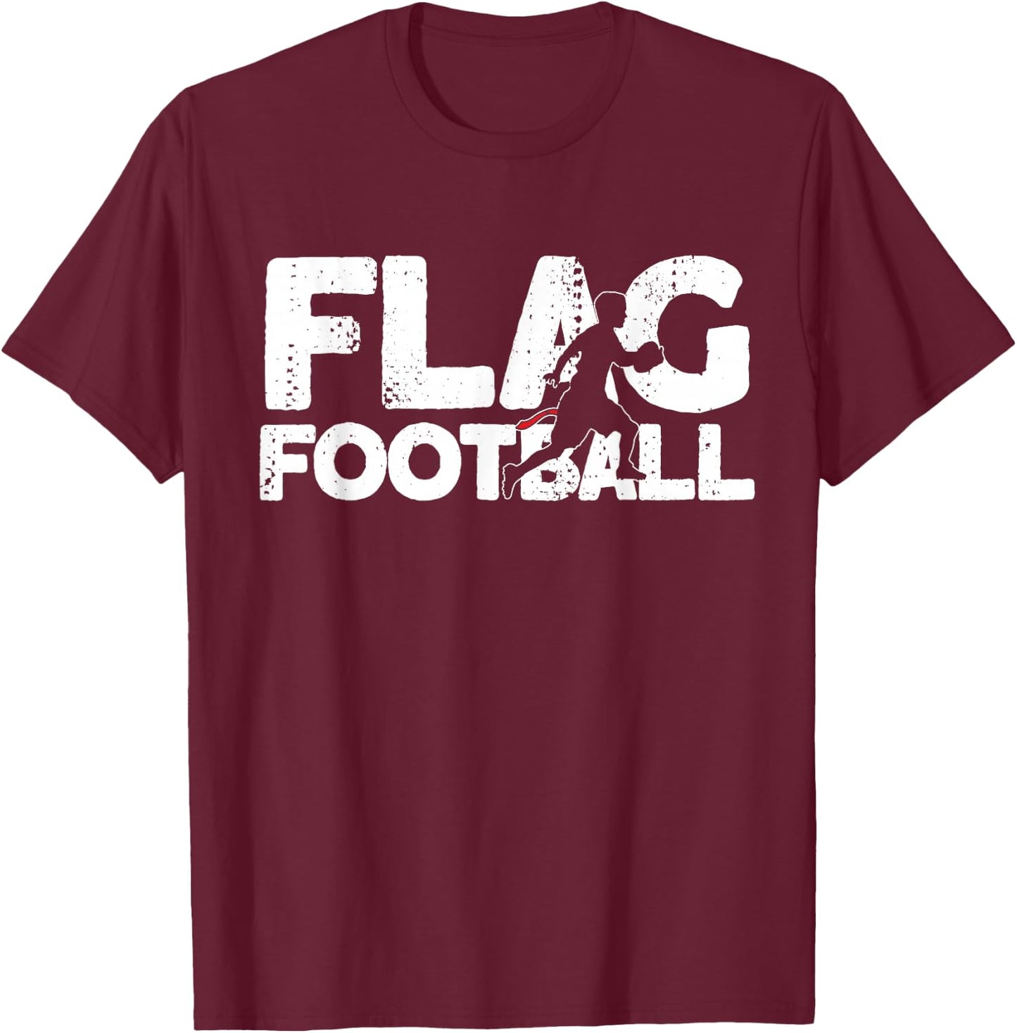 Flag Football Silhouette on Flag Football T-Shirt - T-Shirt | Maroon