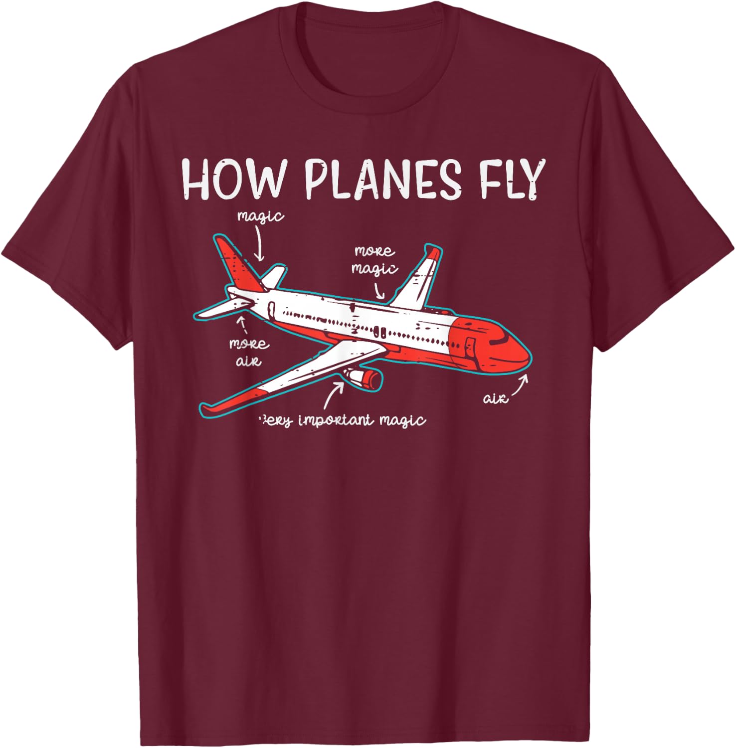Aircraft Mechanic How Planes Fly Funny Aviation Men Women T-Shirt - T-Shirt | Maroon