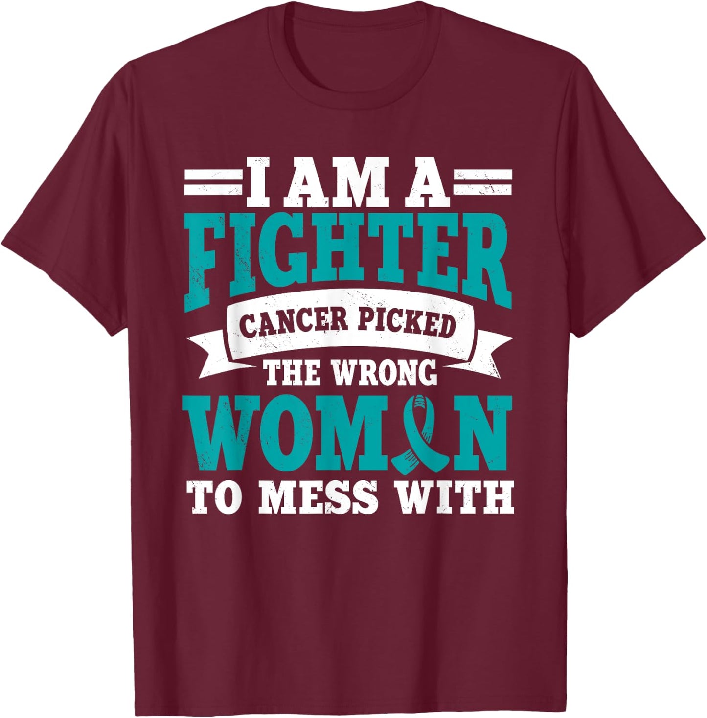 Ovarian Cancer Awareness Women Fighter Mother's Day T-Shirt - T-Shirt | Maroon