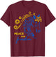 Ukraine Peace and Freedom Ukrainian Horse Flag Blue Yellow T-Shirt - T-Shirt | Maroon