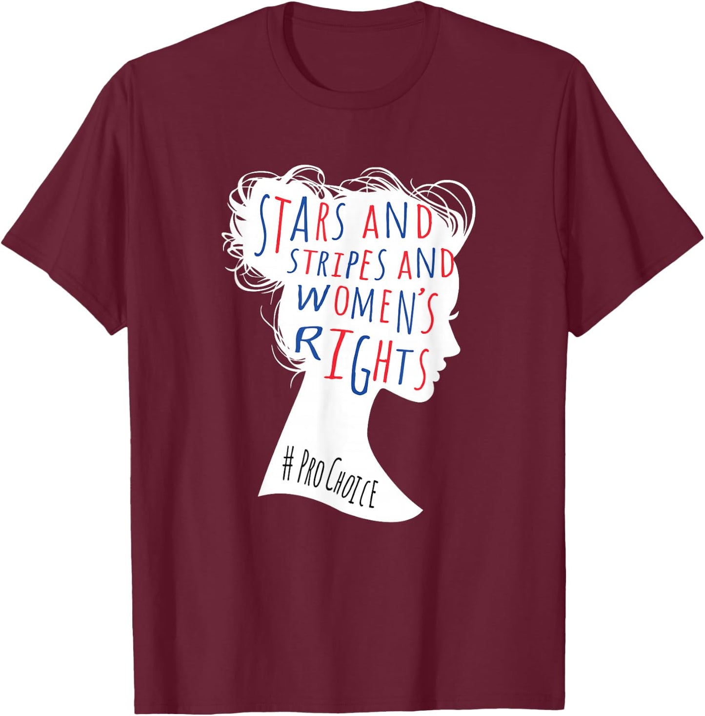 Women's Rights American Feminist Messy Bun Fundamental Right T-Shirt - T-Shirt | Maroon