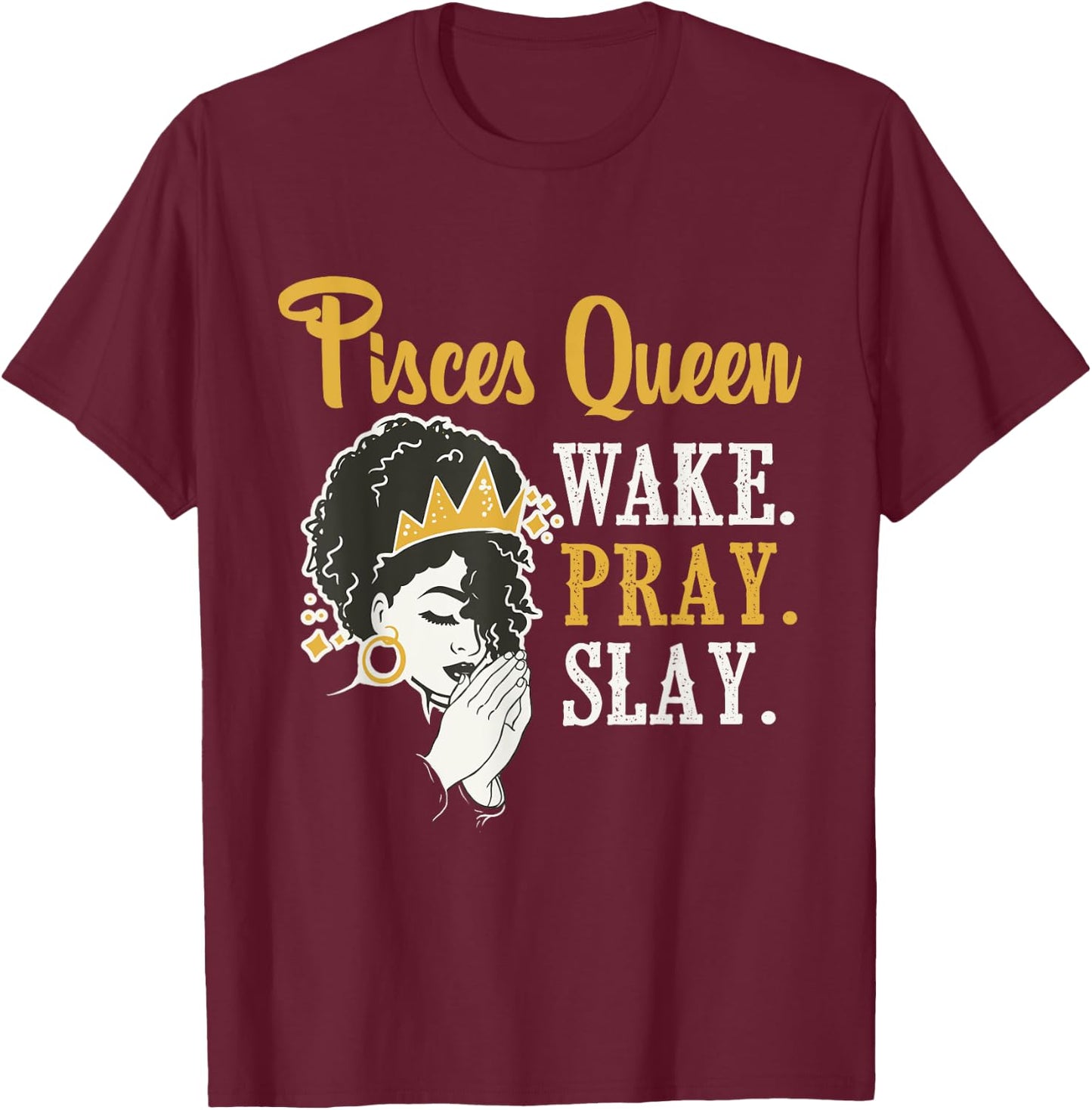 Pisces Queen - Astrology Zodiac Sign Horoscope T-Shirt - T-Shirt | Maroon