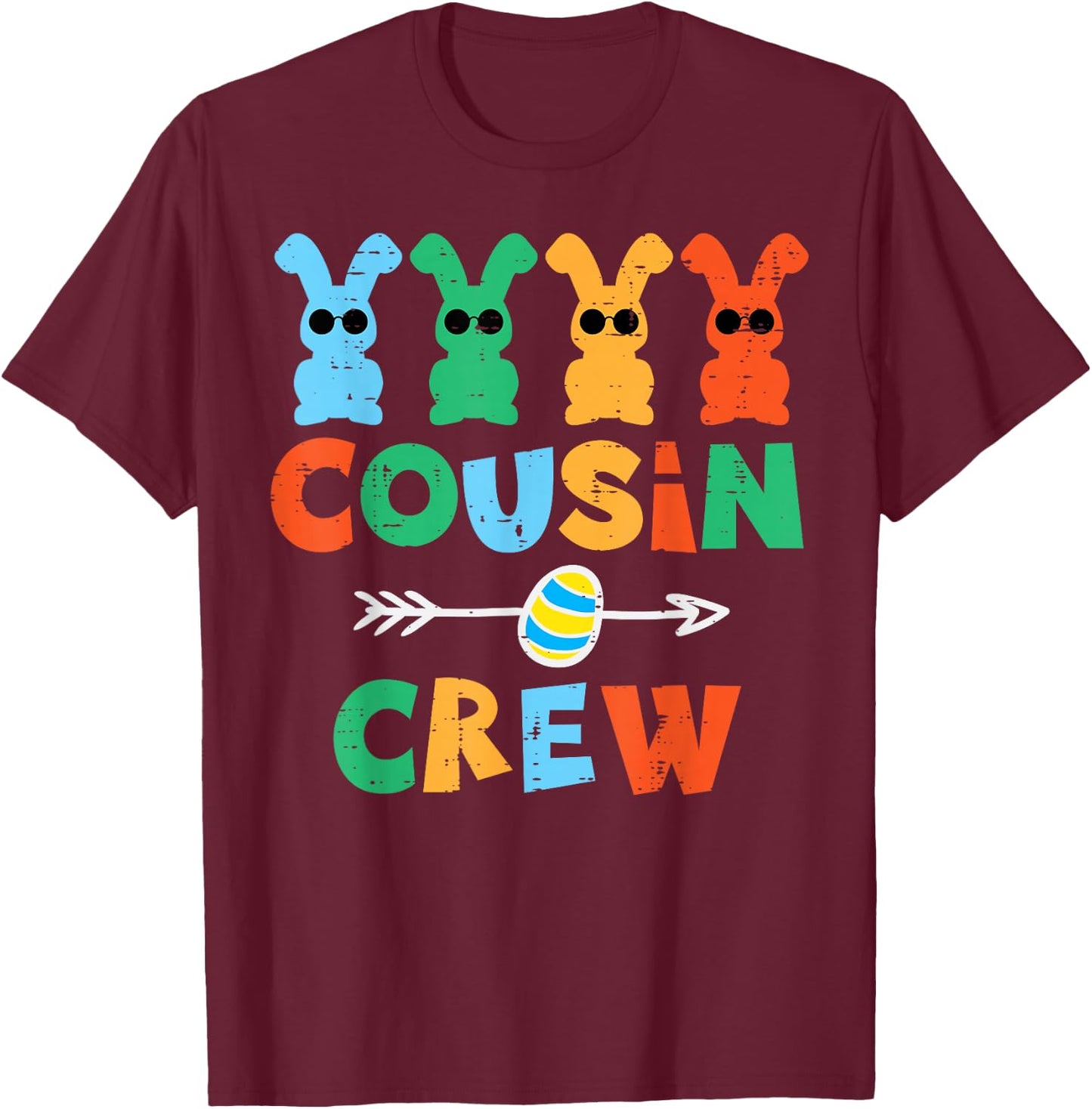 Cousin Crew Easter Bunnies Cute Rabbit Boys Kids Toddler T-Shirt - T-Shirt | Maroon