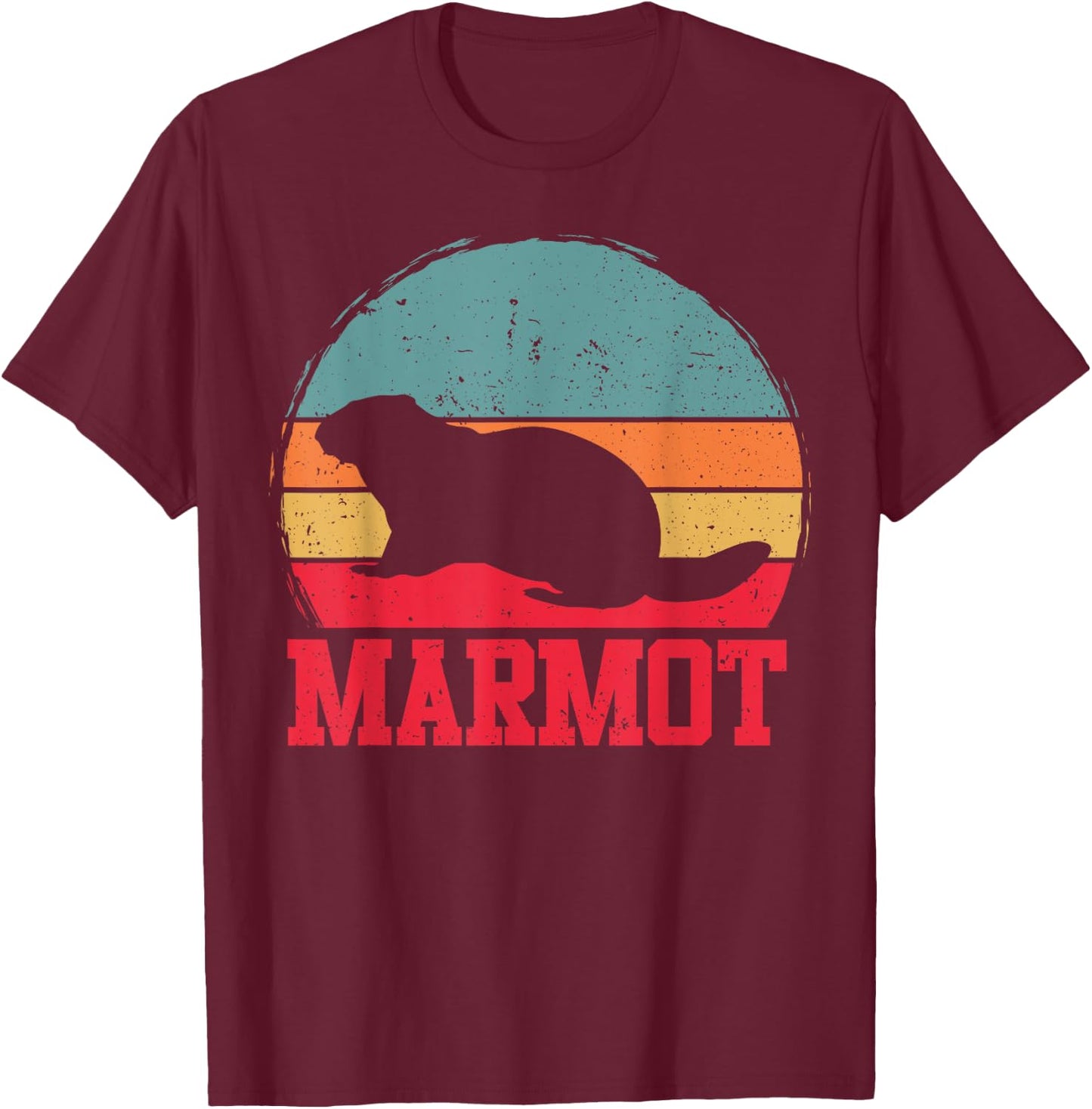 Retro Vintage Marmot lover Sunset Women Kids boys T-Shirt - T-Shirt | Maroon