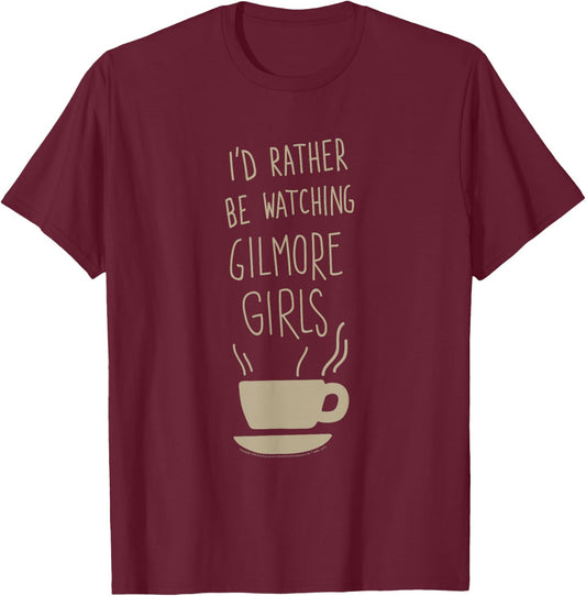 Gilmore Girls I'd Rather Be Watching Handwritten TV Show T-Shirt - T-Shirt | Maroon