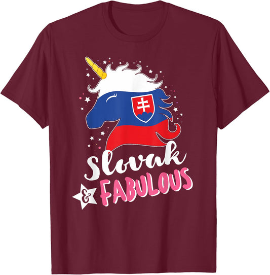 Slovak Unicorn Slovakia Flag T-Shirt - T-Shirt | Maroon