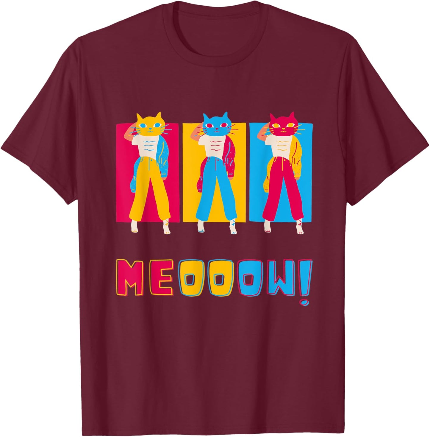 Novelty Meow Fashion Kitty Cat Tender Me Soft Cute Sweet T-Shirt - T-Shirt | Maroon
