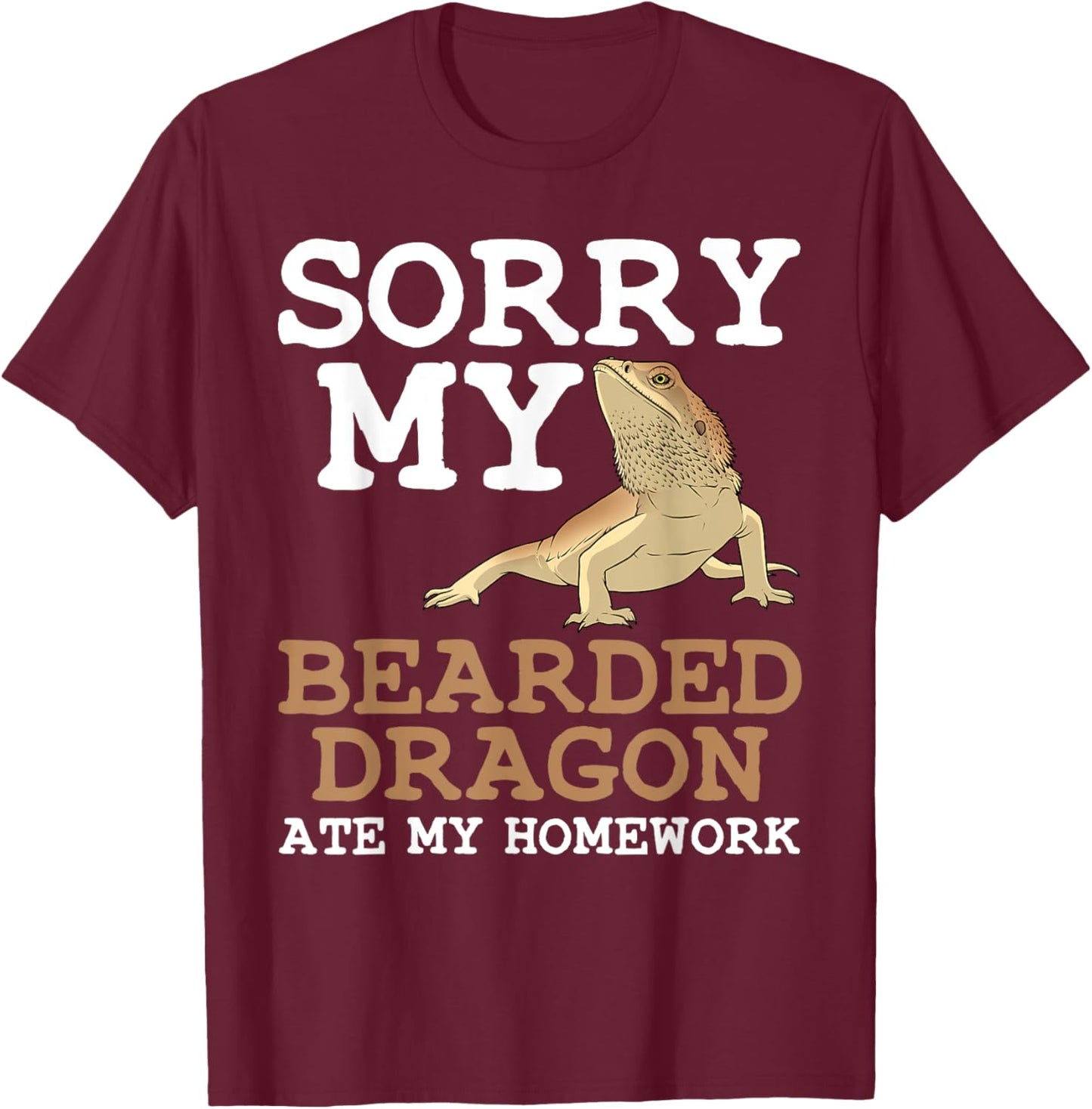 Funny Bearded Dragon Gift Kids Boys Girls Lizard Lovers T-Shirt - T-Shirt | Maroon