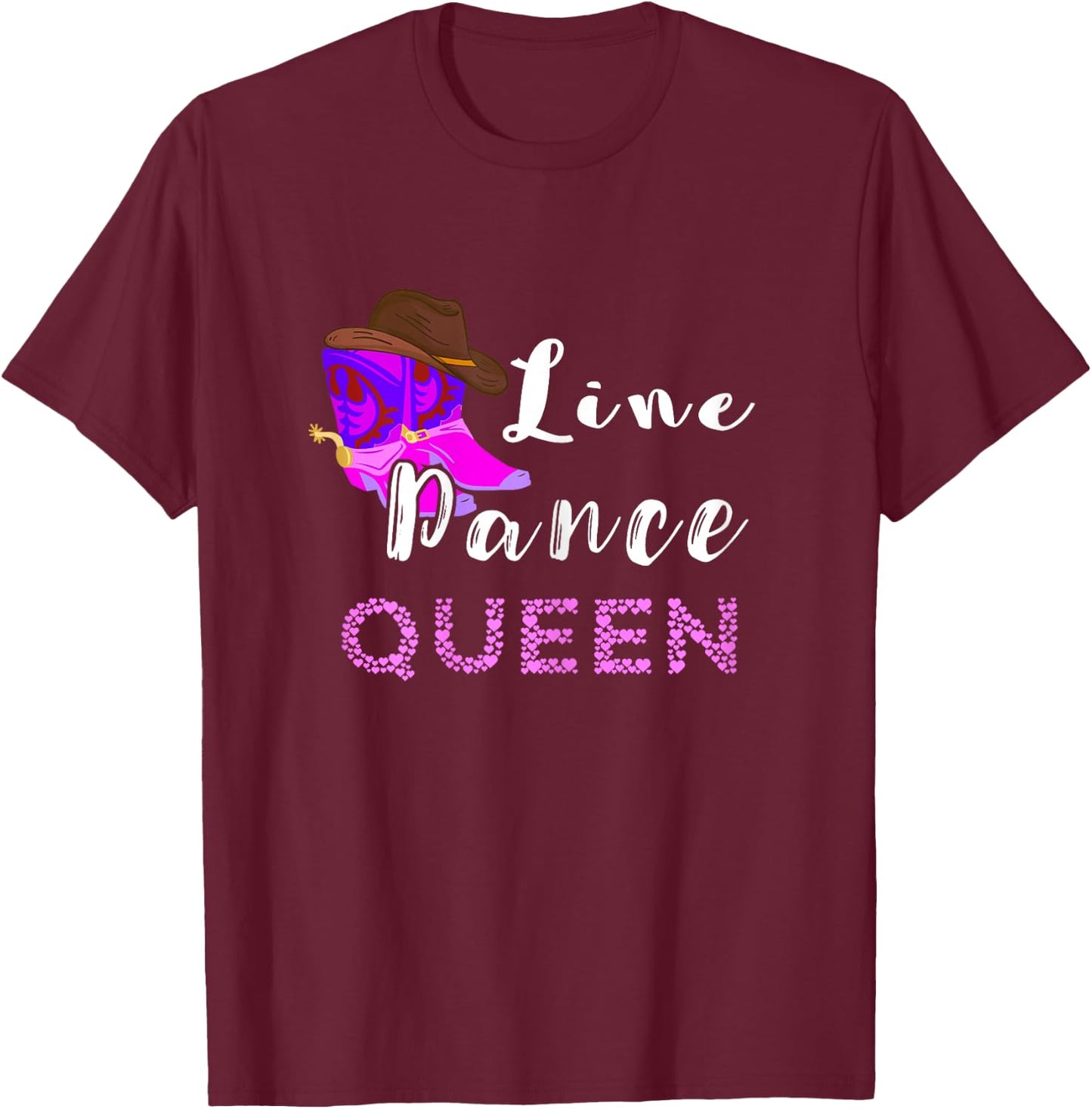 Line Dance Queen Line Dancing Western Country Dance T-Shirt - T-Shirt | Maroon